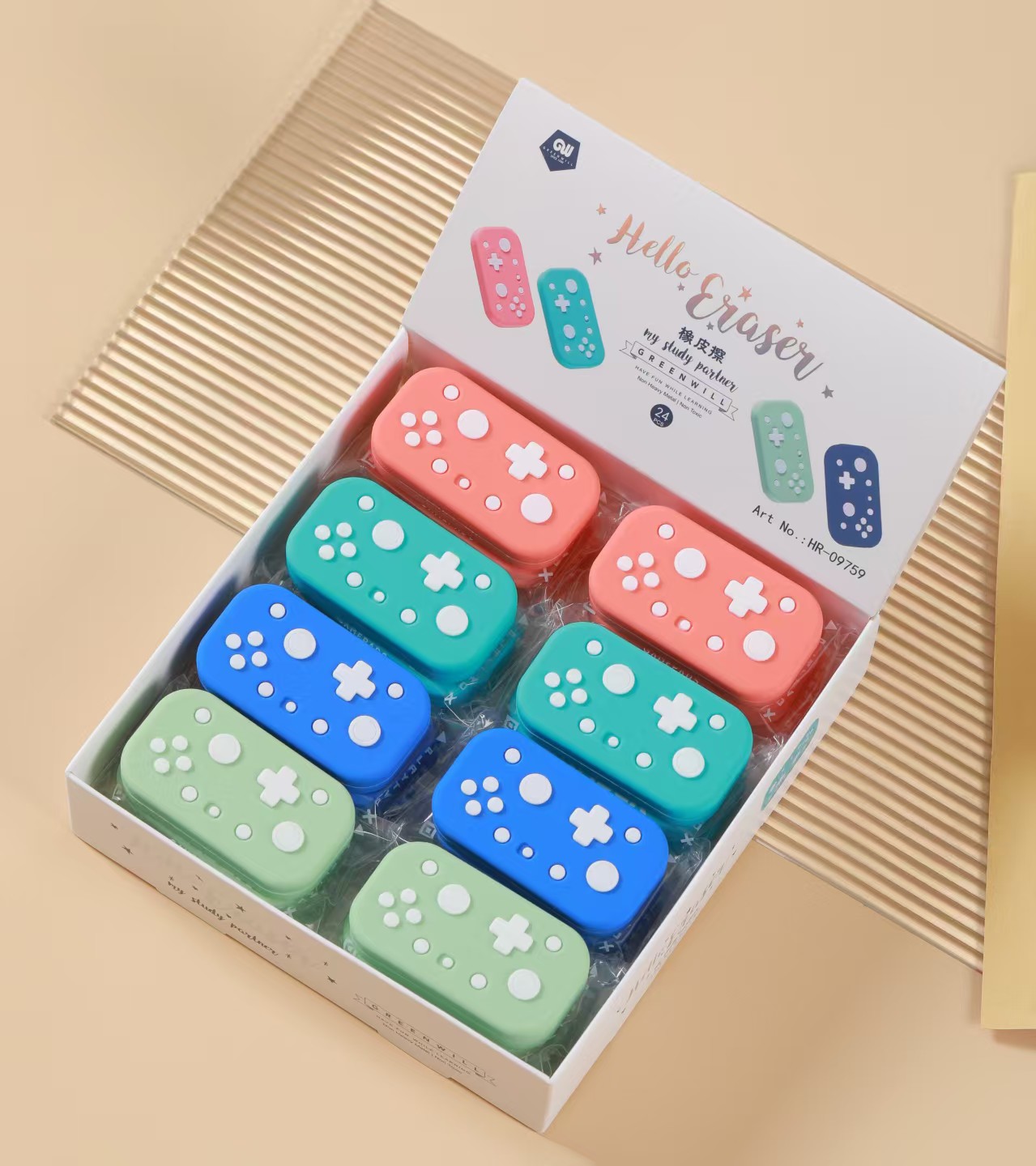 HR-09759 Game Controller B Model Color game Controller shaped Eraser Set Stationery eraser Blind Box Eraser Application Scenario