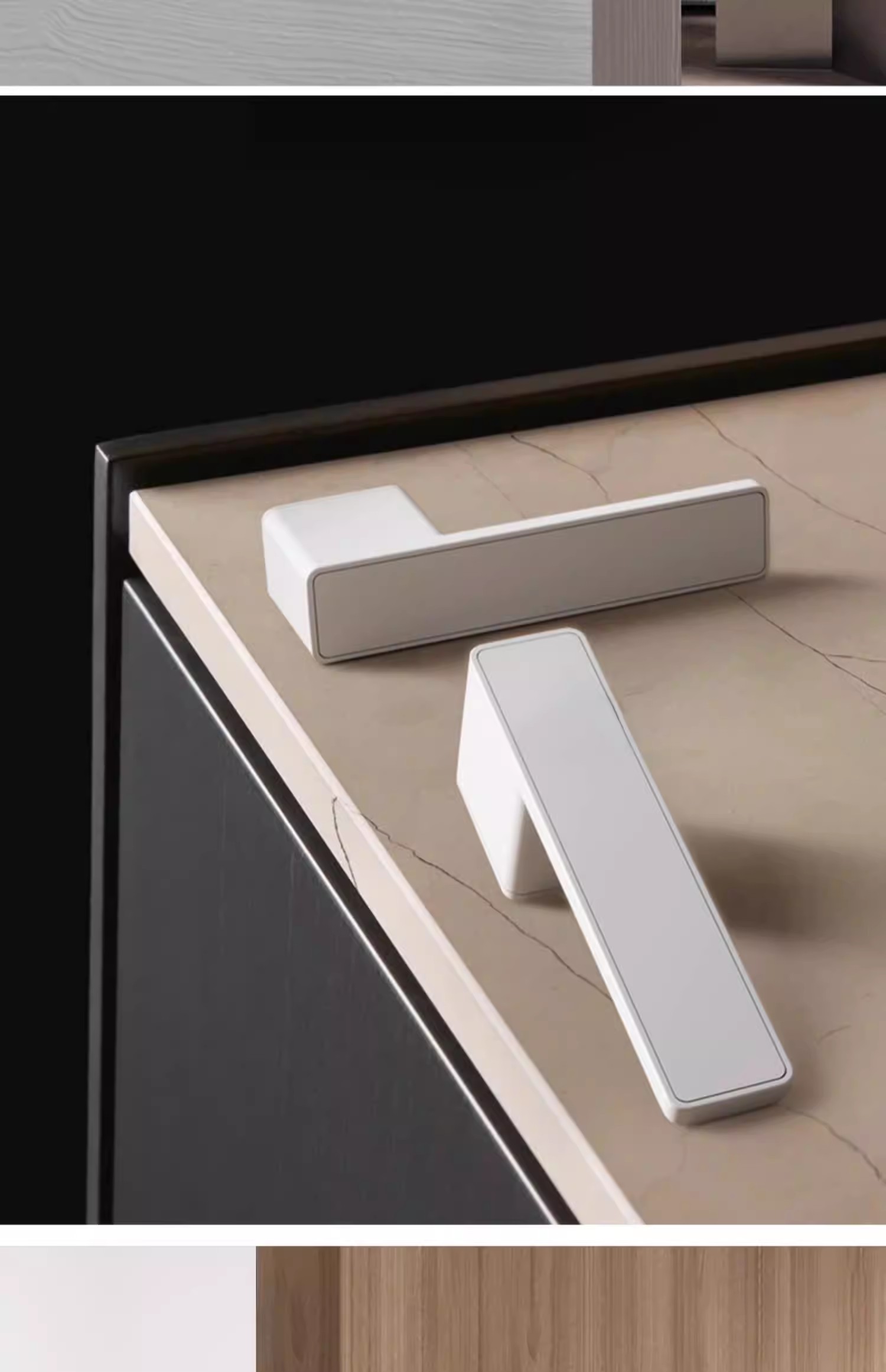 Haobao door lock, indoor magnetic suction silent room, white bedroom, home simple ecological one-line lock, minimalist door handle pic 7
