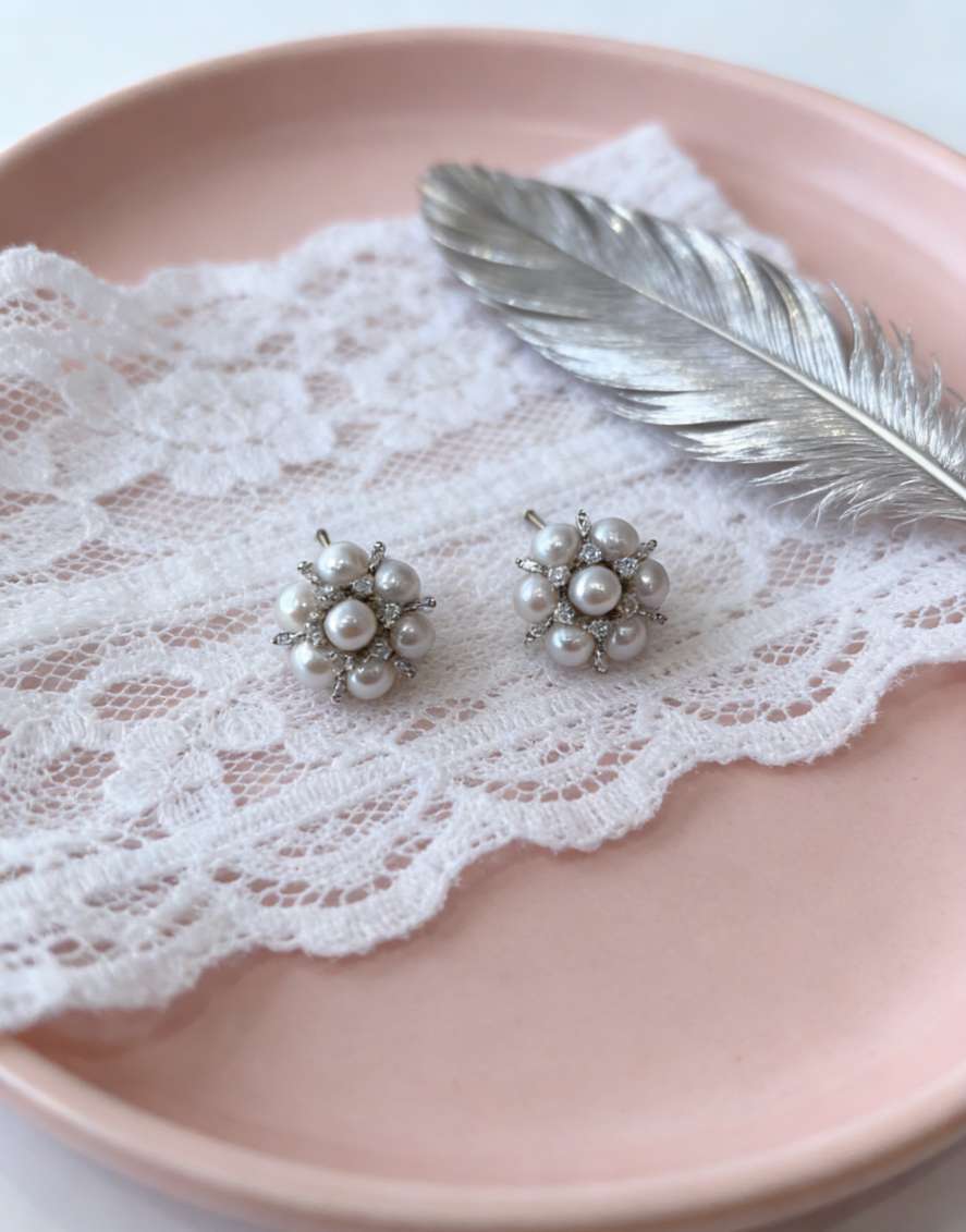 天然淡水珍珠925银耳环耳饰饰品精致耳夹时尚简约设计感