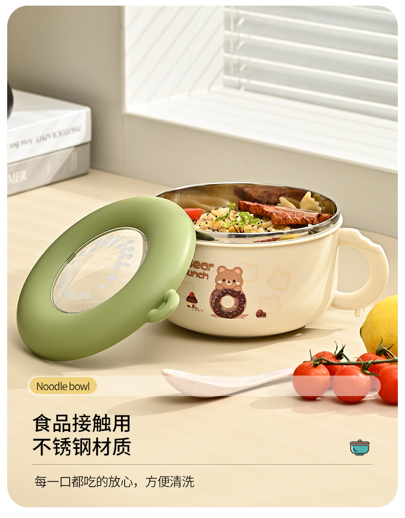 The students in Room M73-5898 have exquisite and cute cartoon-patterned round lunch boxes and portable bowls made of 304 stainless steel detail image 3