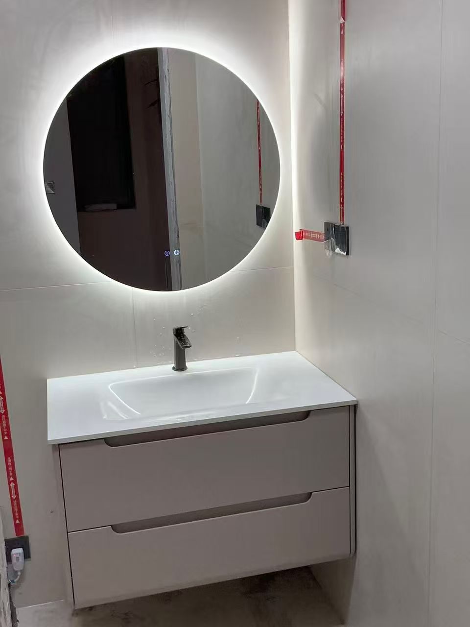 九牧卫浴现代简约岩板盆洗手台浴室柜洗漱台镜柜组合套装