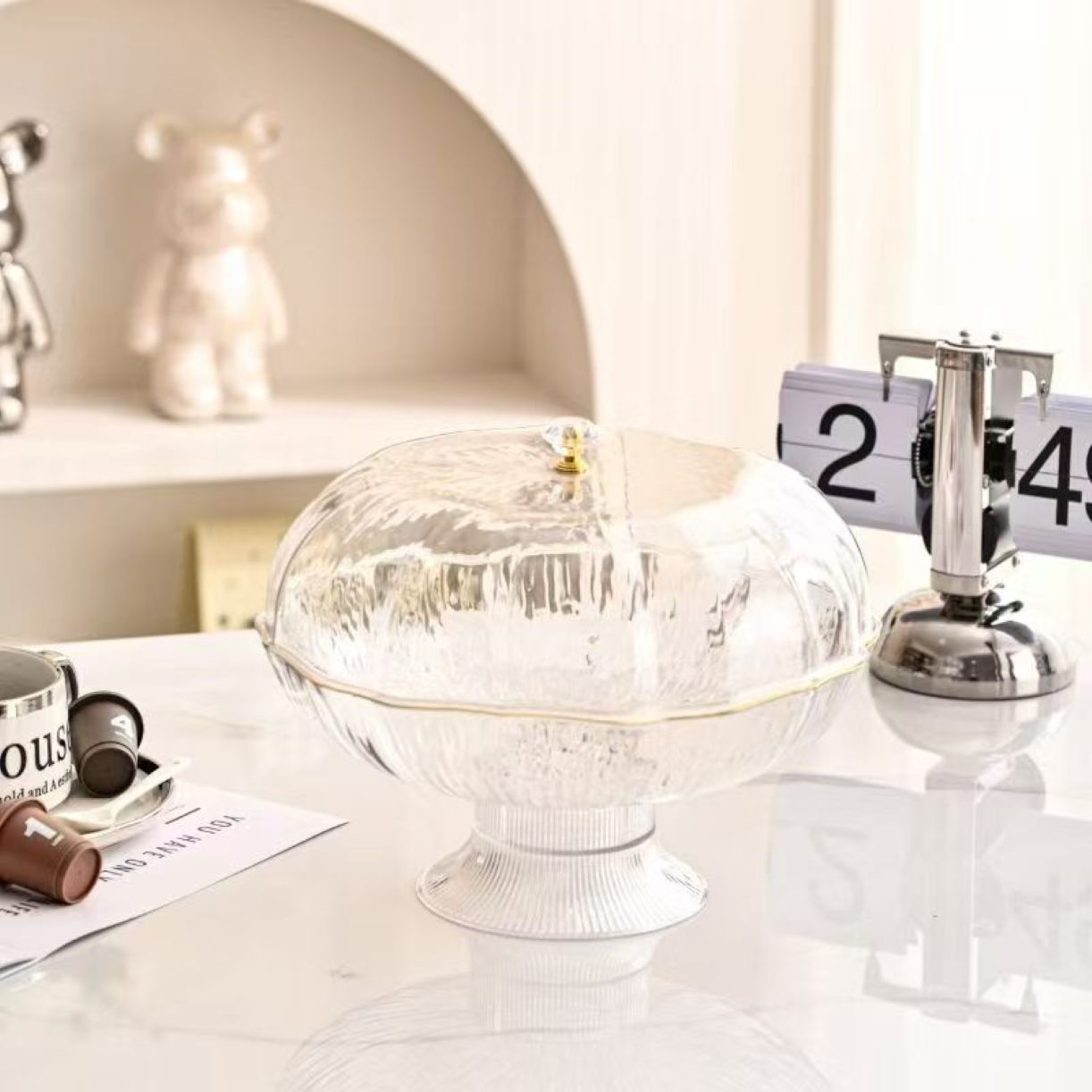 透明玻璃盖碗食品盖圆形翻盖抽真空玻璃餐盒