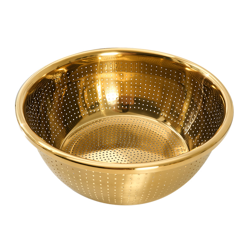 沥水篮/洗水果/水槽洗菜篮/洗菜盆/不锈钢盆白底实物图