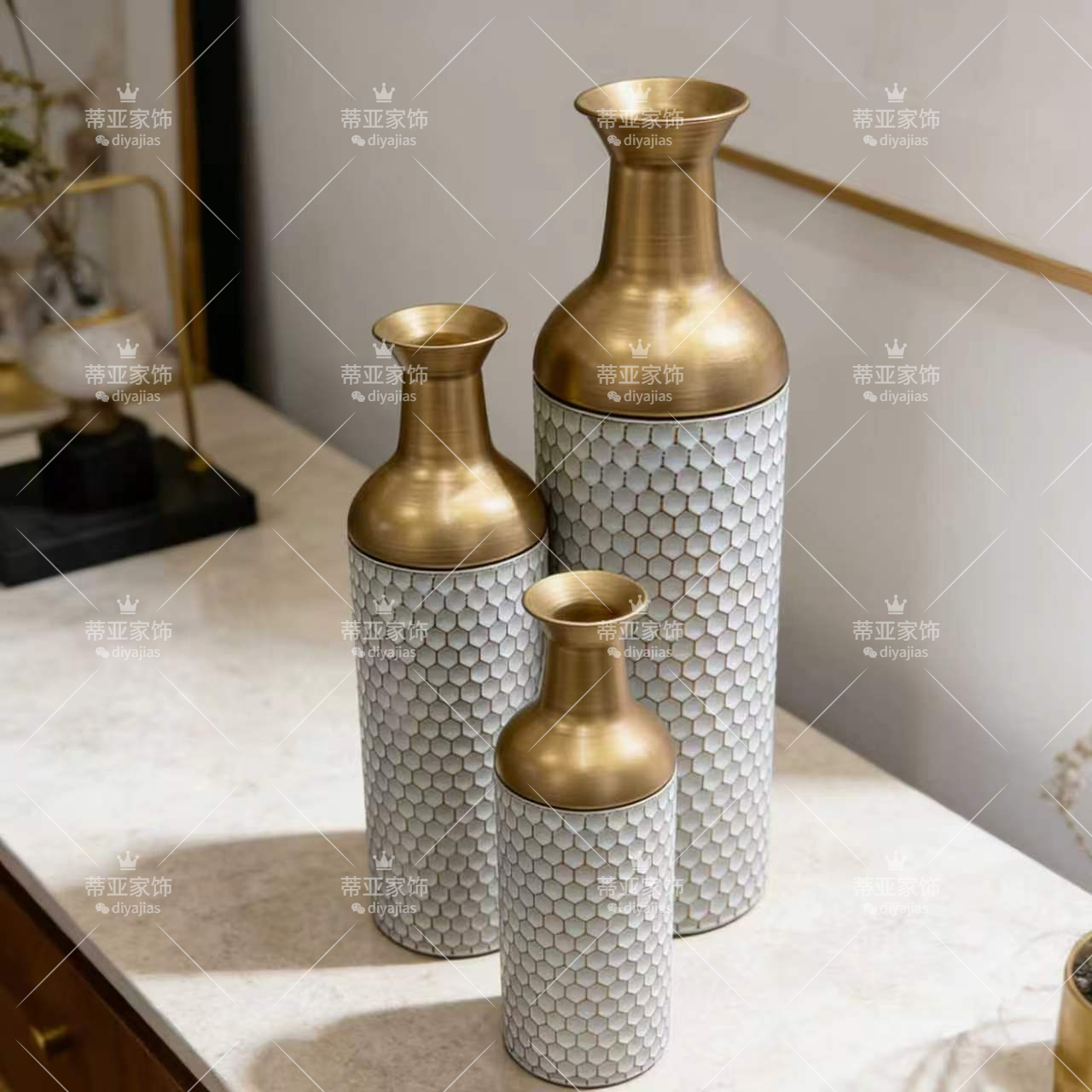 铁艺三件套金属镂空装饰花瓶