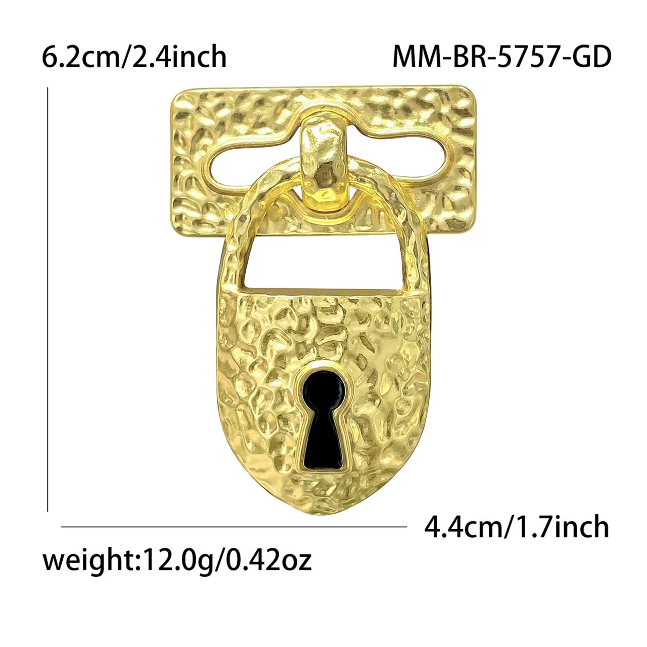 欧美夸张小众设计感亚金锁扣胸针时尚西装大衣厂家直销批发百搭 详情3