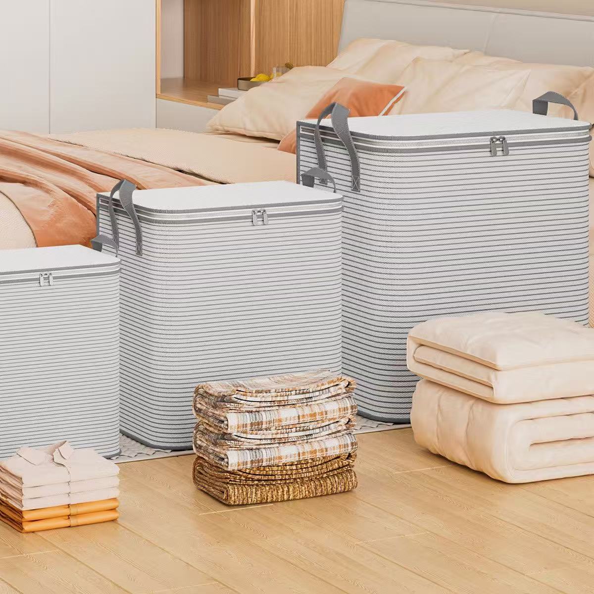 收纳箱/百纳箱棉麻/带轮整理箱/收纳/露营收纳箱产品图