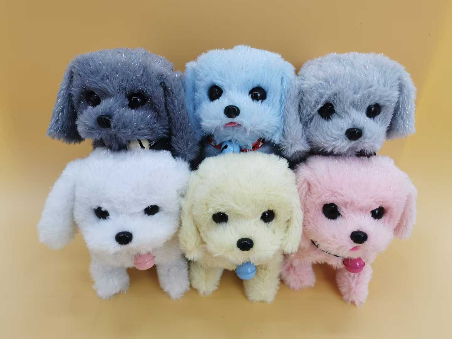 Highly realistic electric dog that breathes, wags its tail and makes barking sounds. Plush toy for home desktop, cute pet decoration and companion