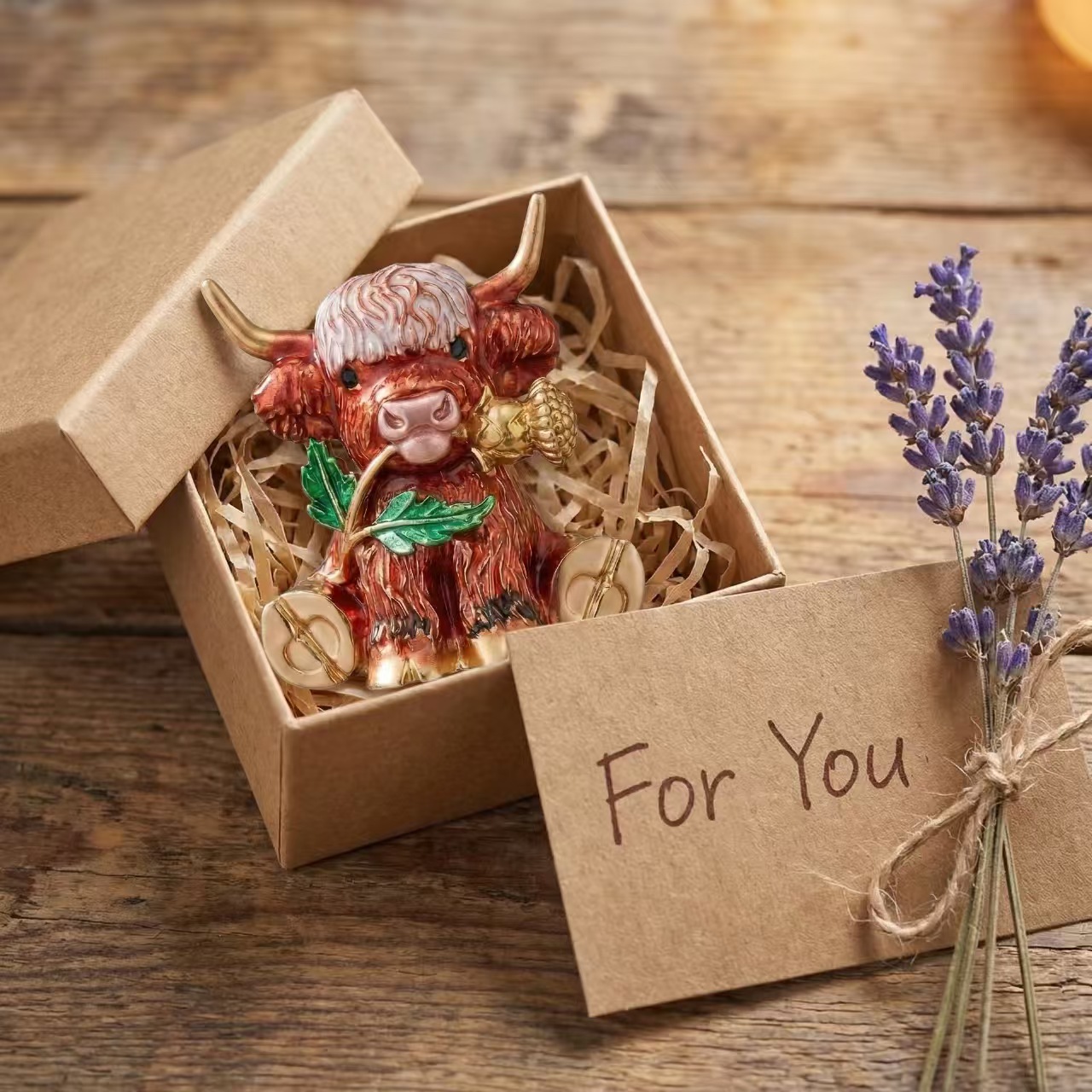 简约时尚可爱珐琅小牛胸针 百搭男女合金牛牛别针百搭 