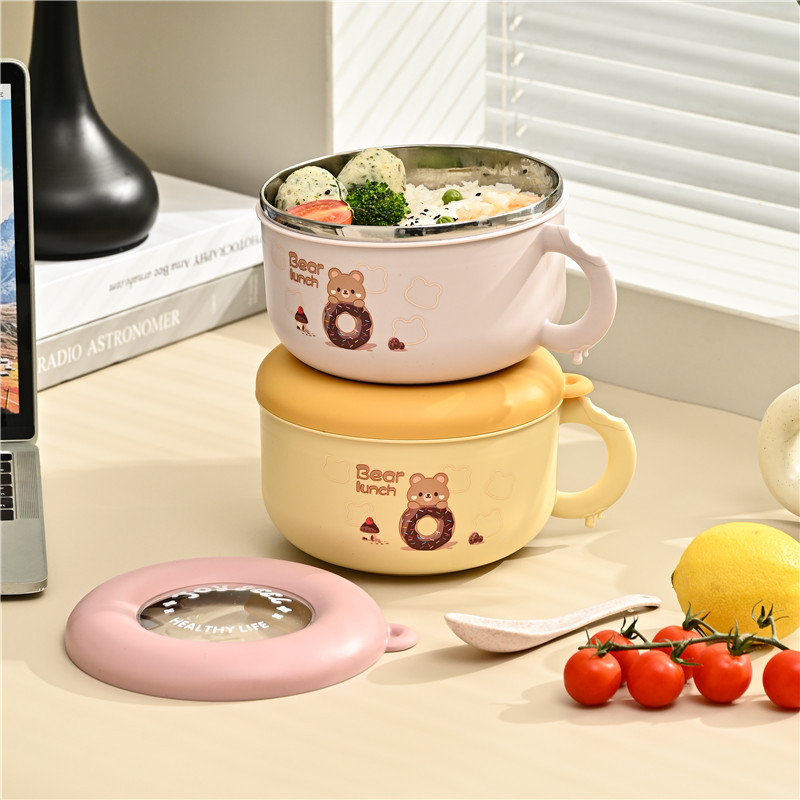 The students in Room M73-5898 have exquisite and cute cartoon-patterned round lunch boxes and portable bowls made of 304 stainless steel Application Scenario
