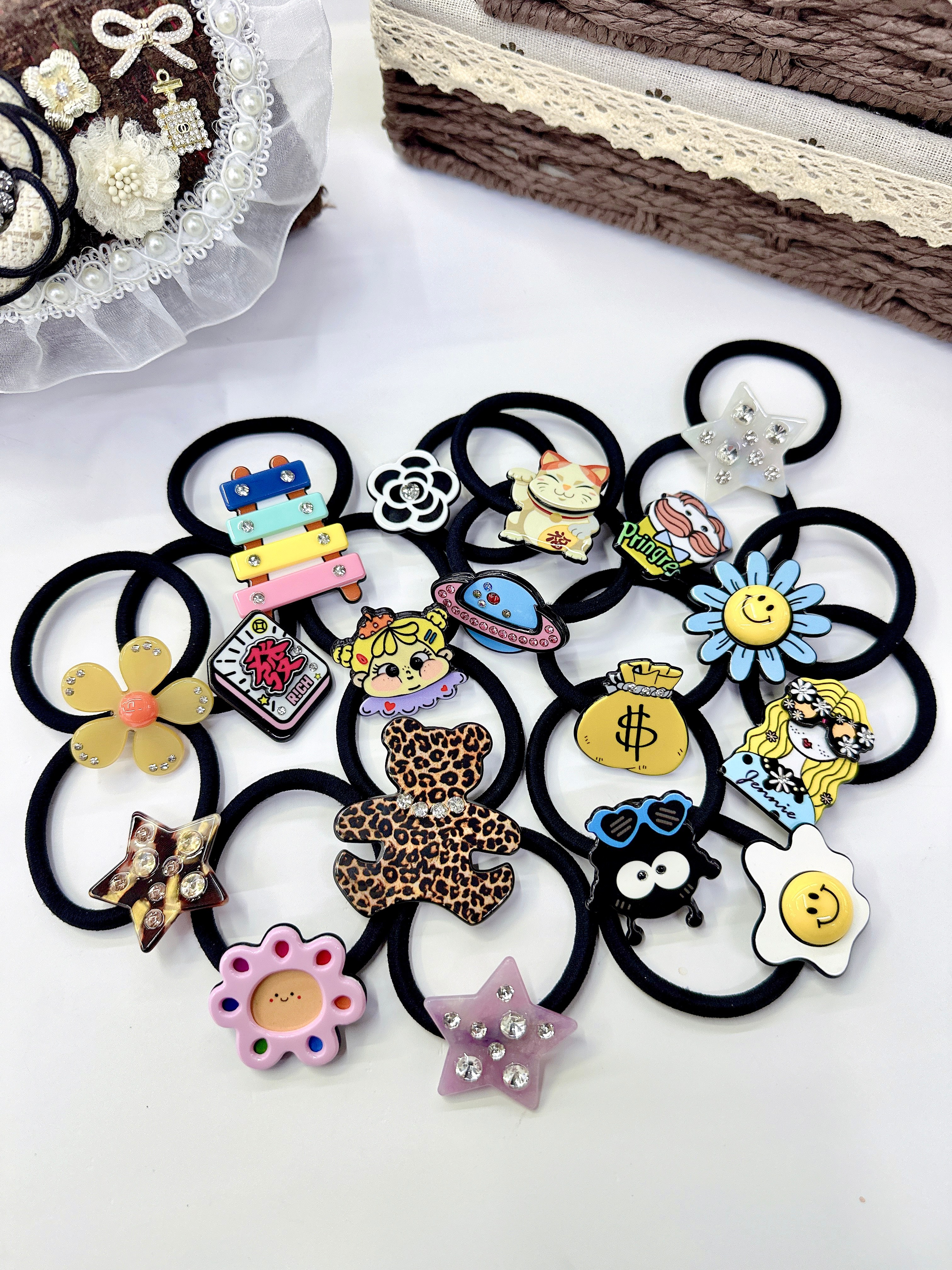Original design, personalized and fashionable hair tie, cute acetate seamless hair band, high elasticity without damaging hair, trendy hair accessory pic 1