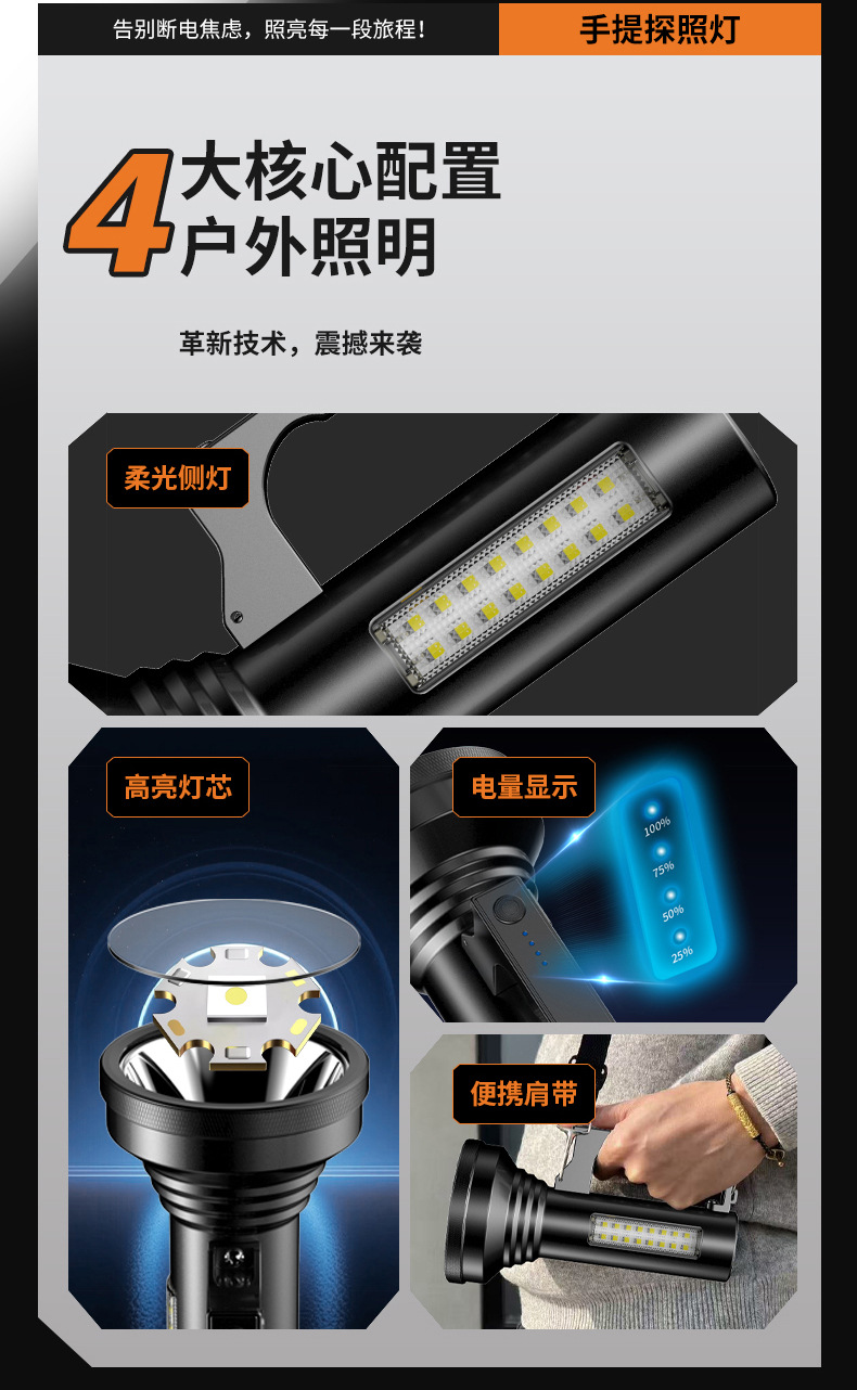 Linterna portátil de aleación de aluminio X95 linterna láser blanca recargable linterna de luz fuerte linterna de trabajo portátil linterna doméstica al aire libre pic 3