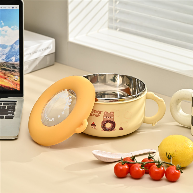 The students in Room M73-5898 have exquisite and cute cartoon-patterned round lunch boxes and portable bowls made of 304 stainless steel Item Picture