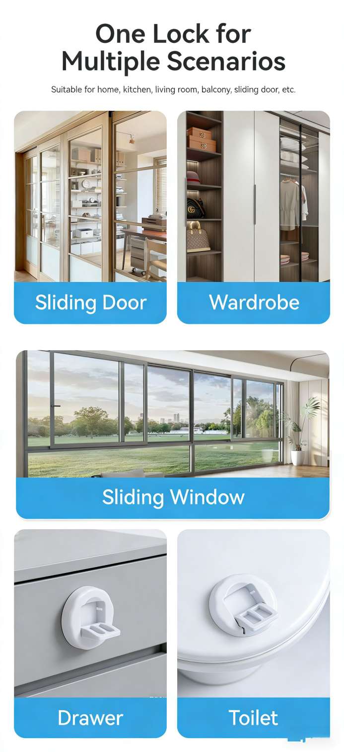 F34-D-66 Door and window lock, children's safety lock, sliding door lock, wardrobe children's safety lock, sliding door lock detail image 4