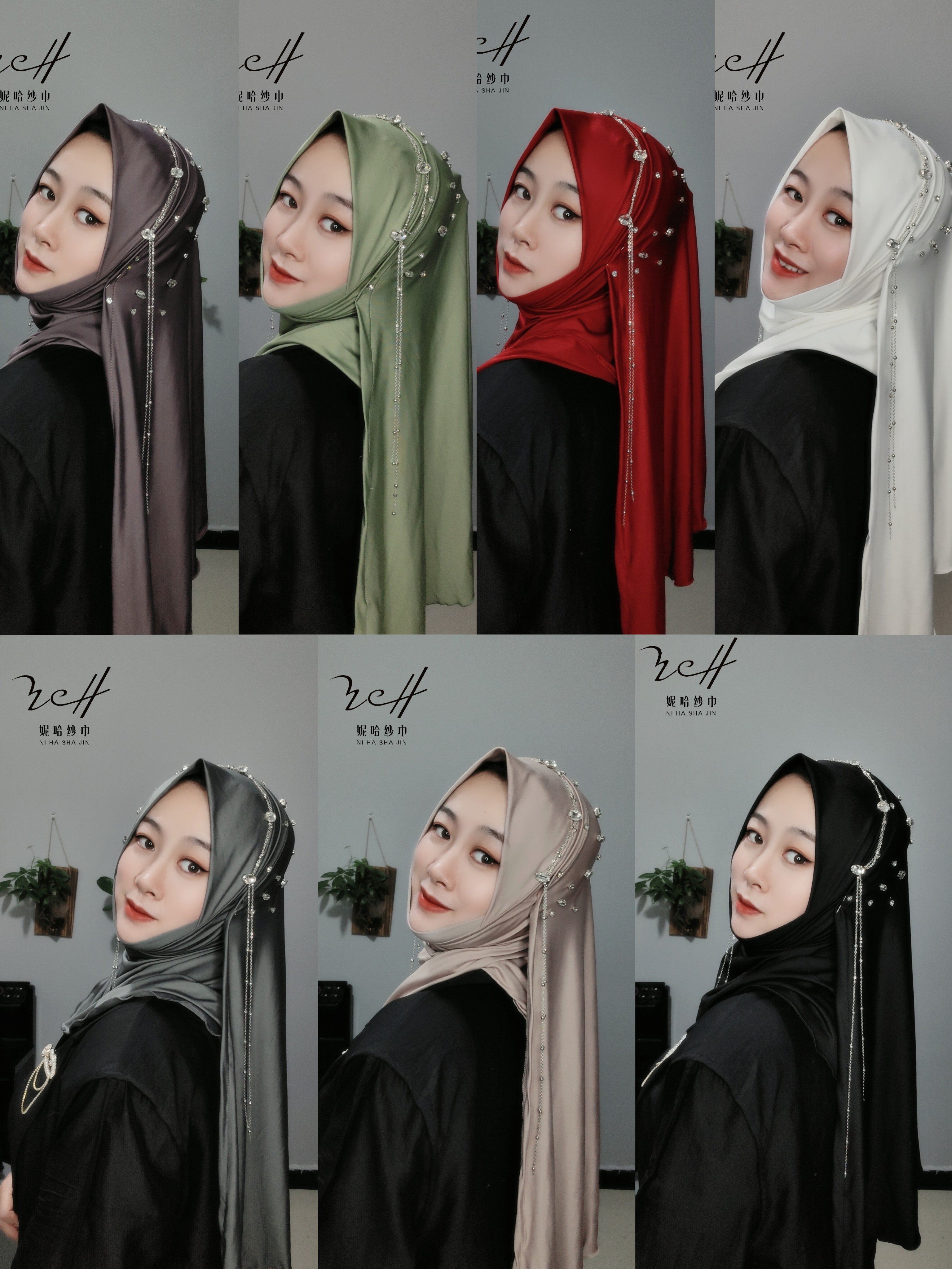 Milk Silk Double-Sided Tassel Scarf, Muslim Headscarf, Middle Eastern Women's Arabian Headscarf Item Picture