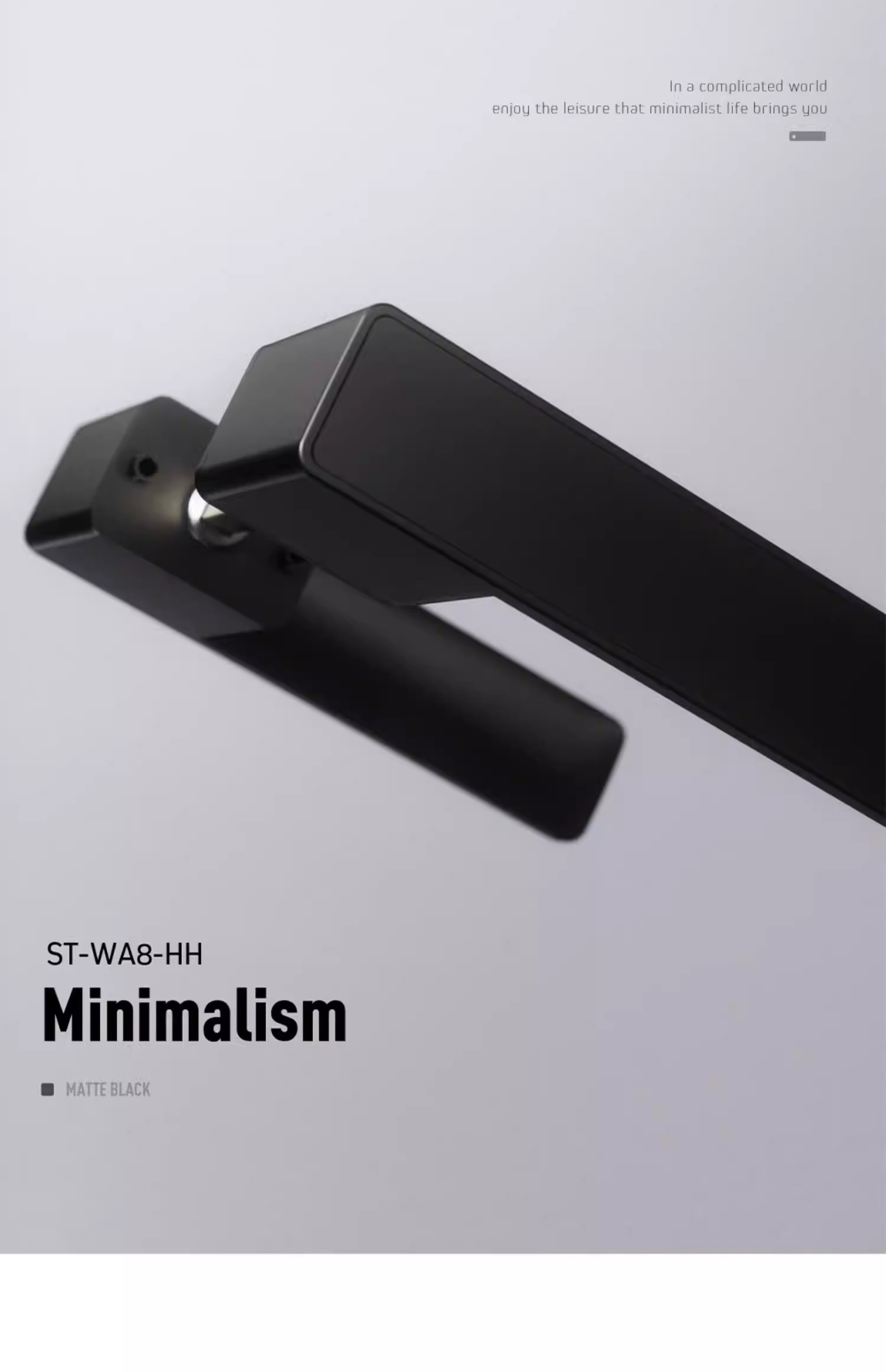 Haobao magnetic door lock for indoor bedrooms, silent black room door lock, minimalist and ecological one-line wooden door handle for home use pic 1