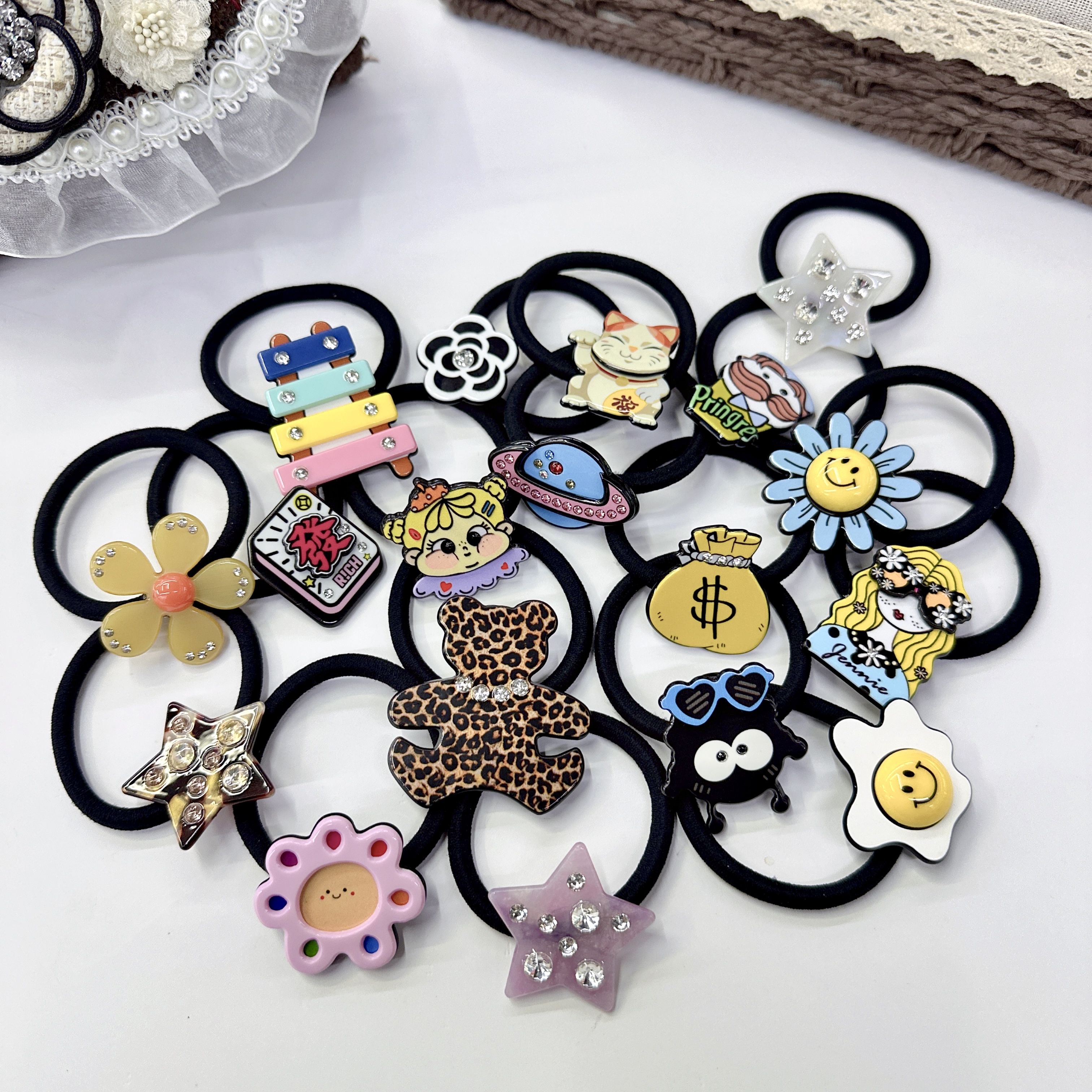 原创设计个性时尚发绳可爱醋酸无缝发圈高弹力不伤发潮流发饰