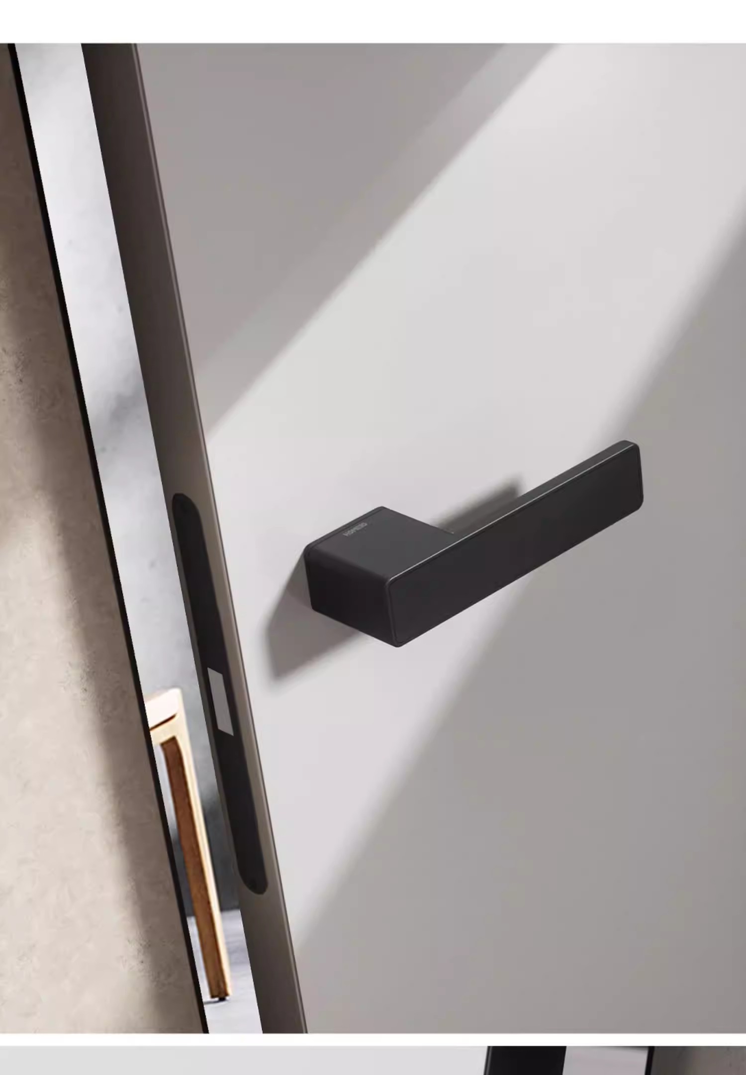 Haobao magnetic door lock for indoor bedrooms, silent black room door lock, minimalist and ecological one-line wooden door handle for home use pic 8