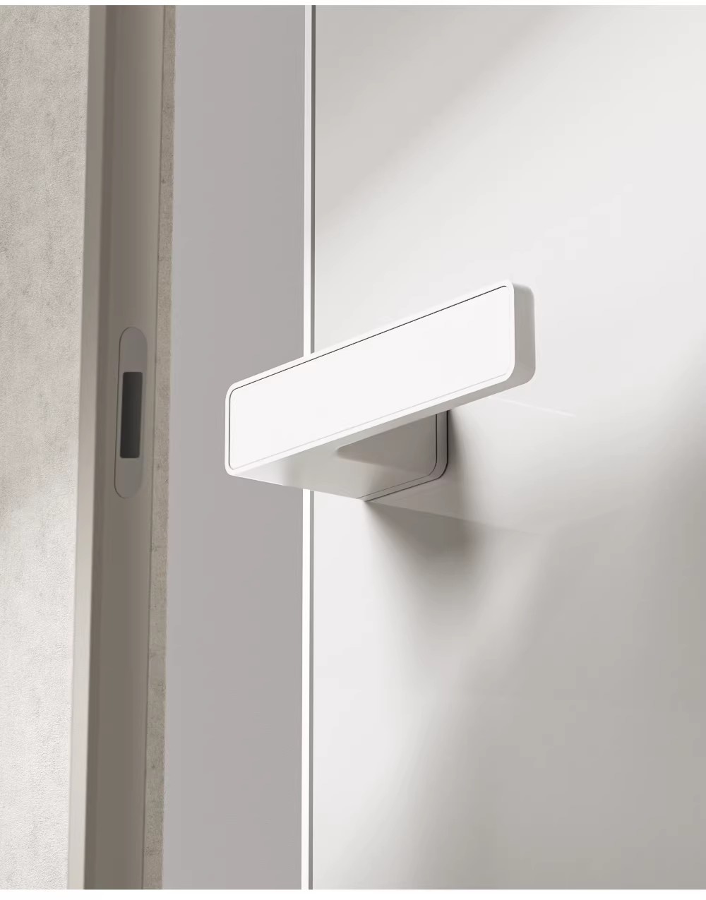 Haobao door lock, indoor magnetic suction silent room, white bedroom, home simple ecological one-line lock, minimalist door handle pic 10