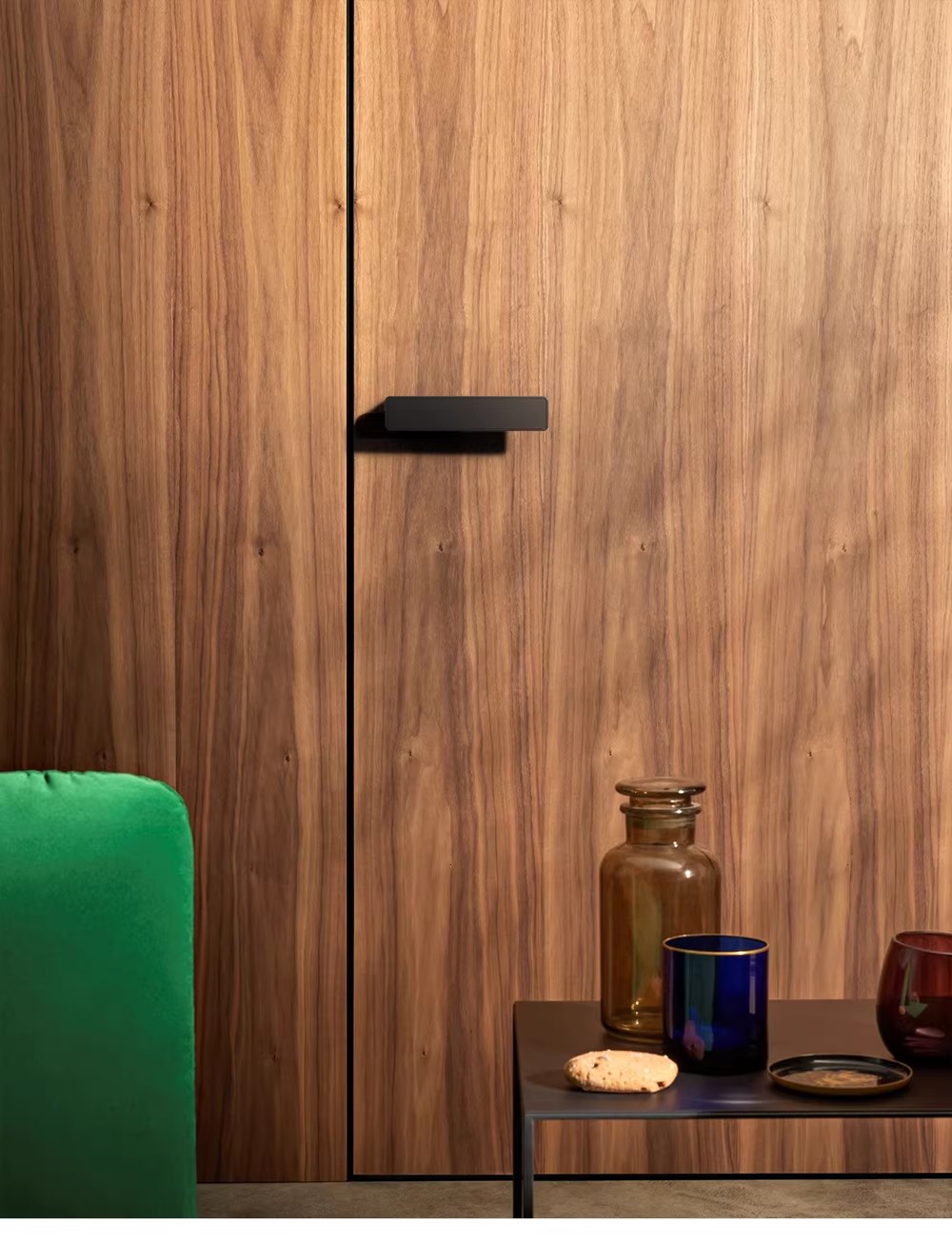 Haobao magnetic door lock for indoor bedrooms, silent black room door lock, minimalist and ecological one-line wooden door handle for home use pic 12