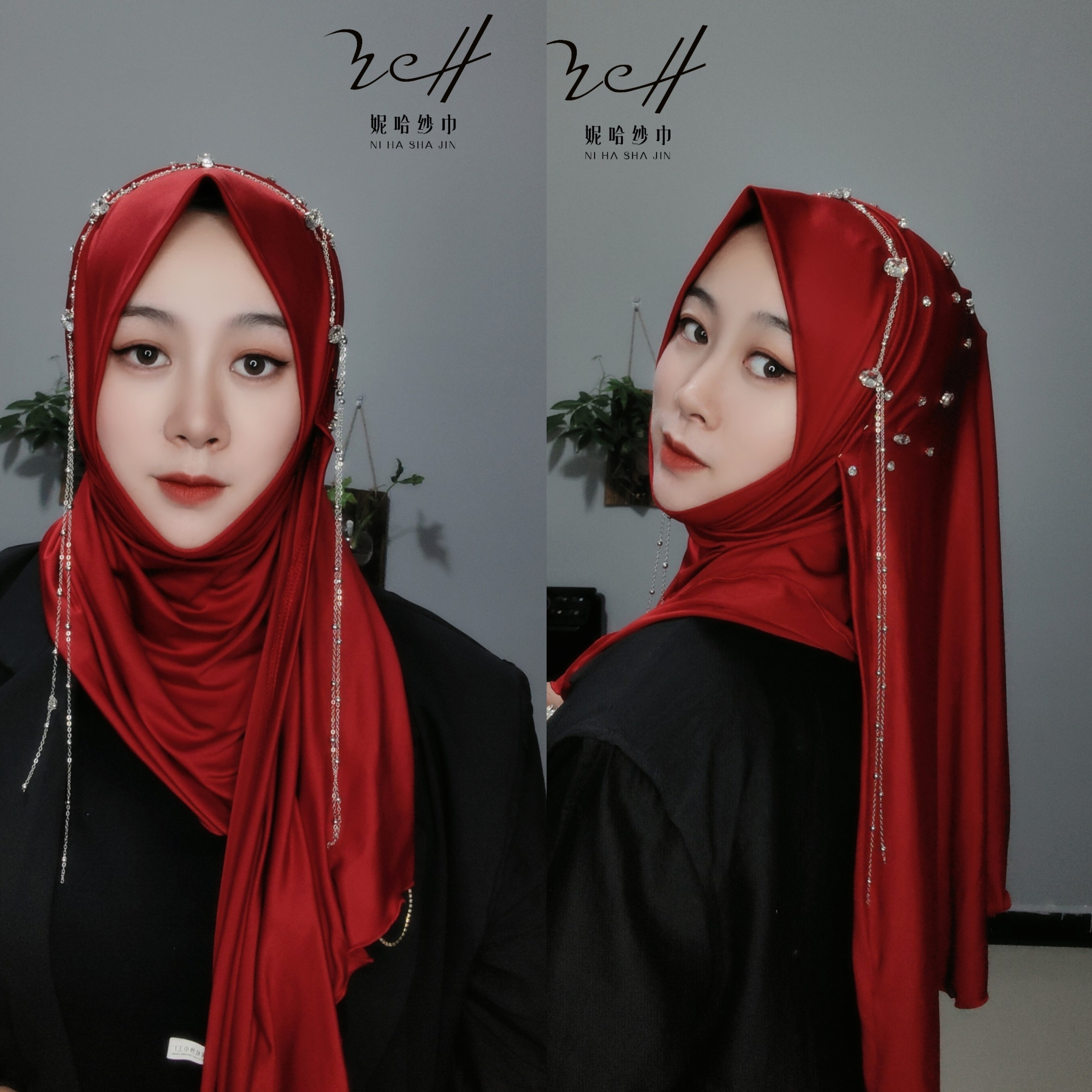 Milk Silk Double-Sided Tassel Scarf, Muslim Headscarf, Middle Eastern Women's Arabian Headscarf Specification drawing