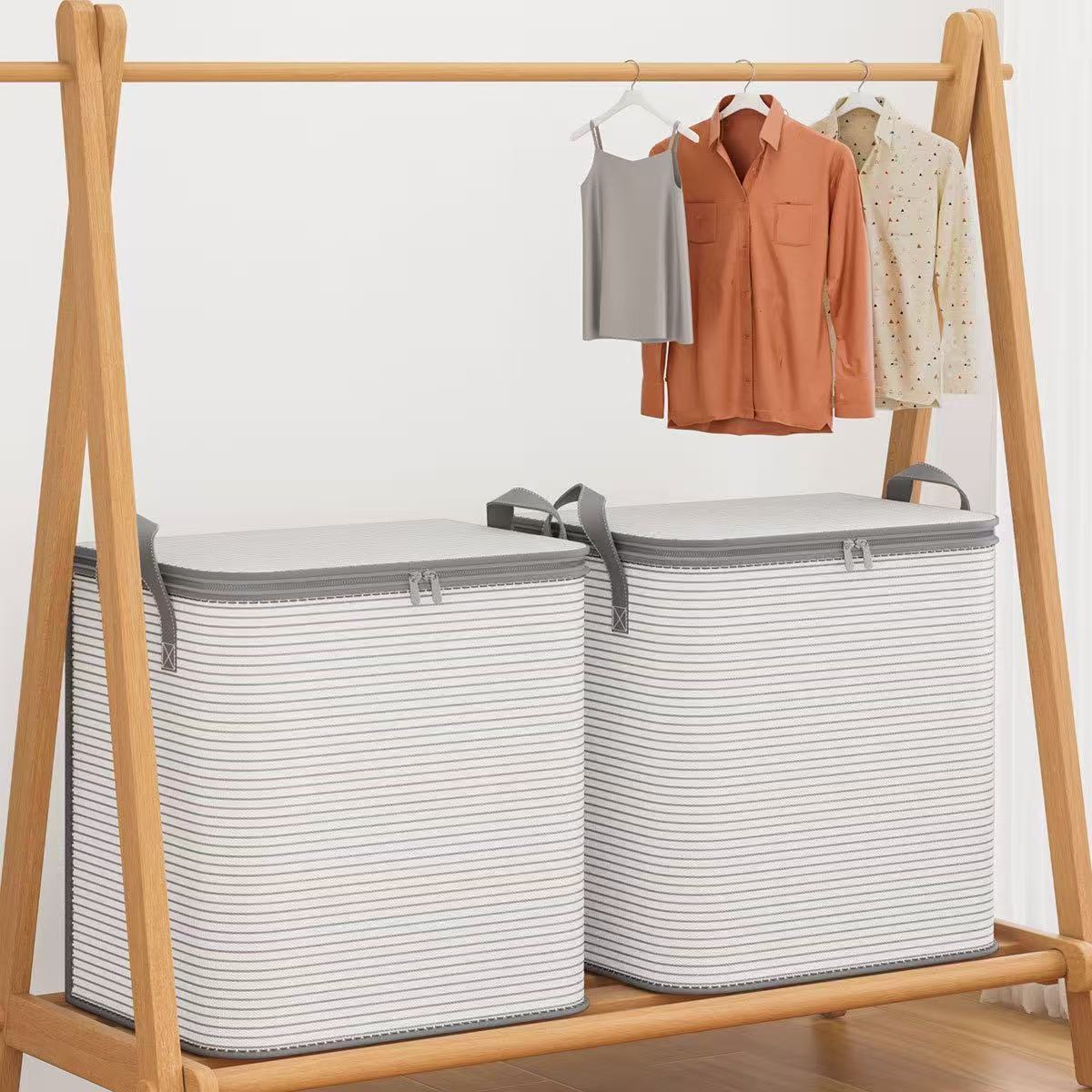 收纳箱/百纳箱棉麻/带轮整理箱/收纳/露营收纳箱白底实物图