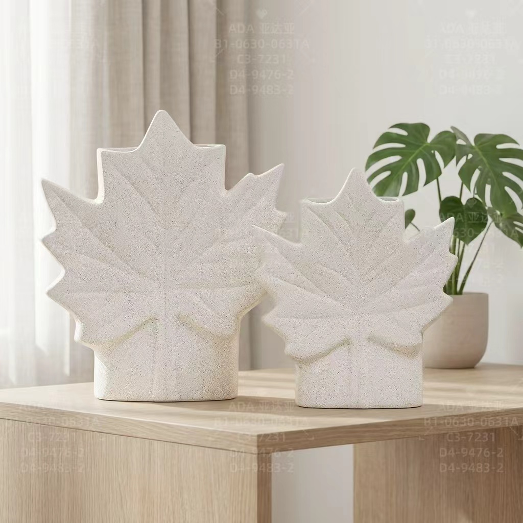 极简风白色枫叶陶瓷花瓶！空瓶都好看的软装神器 提升家居高级感