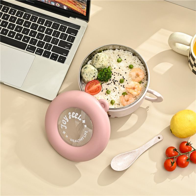 The students in Room M73-5898 have exquisite and cute cartoon-patterned round lunch boxes and portable bowls made of 304 stainless steel Specification image