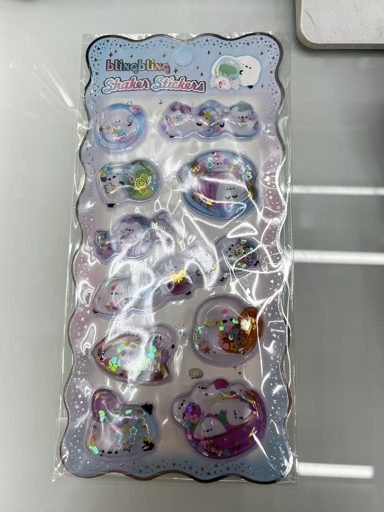 闪亮摇摆贴纸大孔珠树脂3D浮雕贴刮刮卡亚克力画板发光挂件3Ⅾ浮雕贴亚克力画板大孔珠树脂