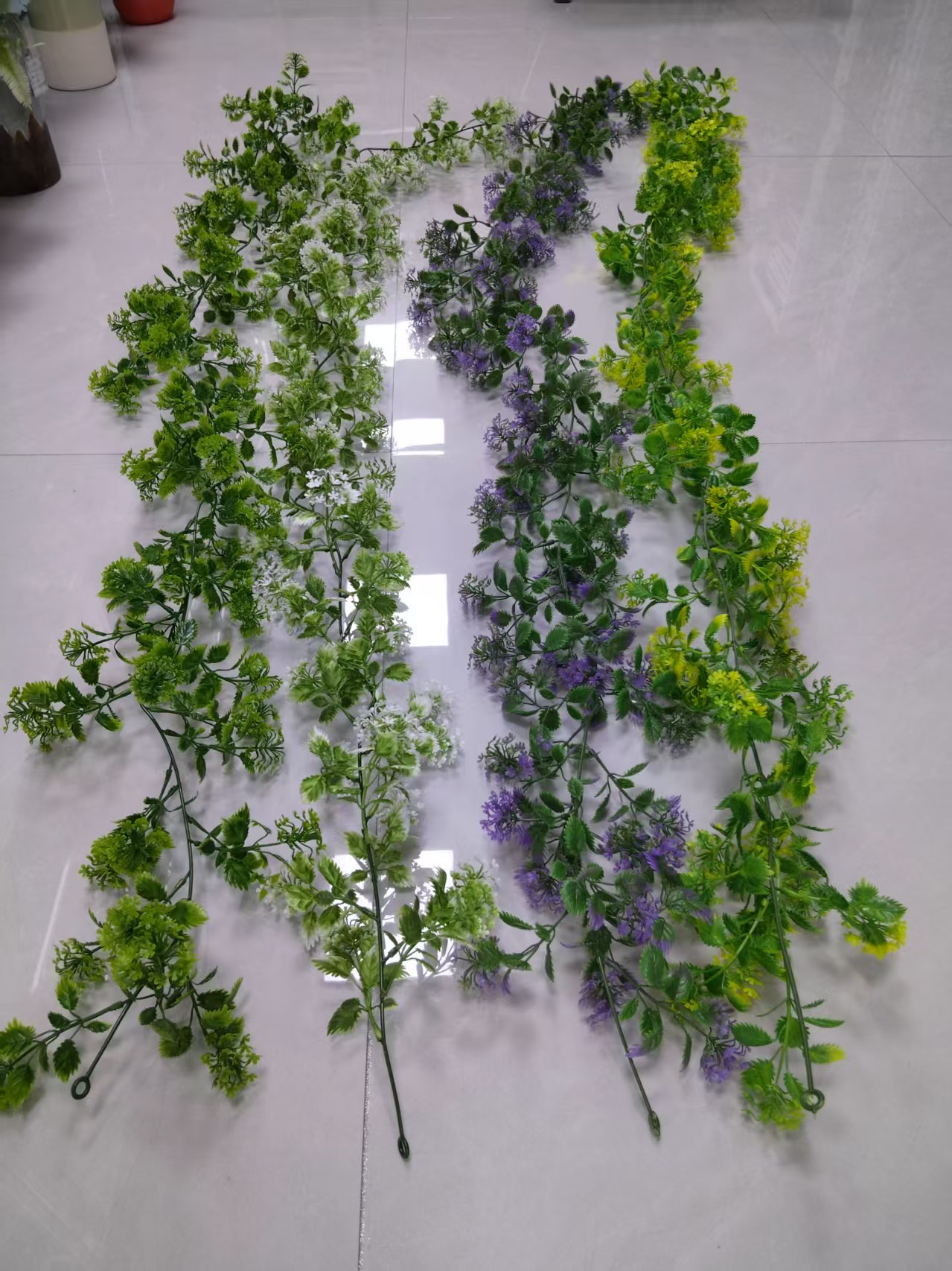 仿真72目单叉绣球水草藤条DIY装饰工艺塑料水草绿植花藤吊仿真藤条花枝配件自然装饰现货补柜