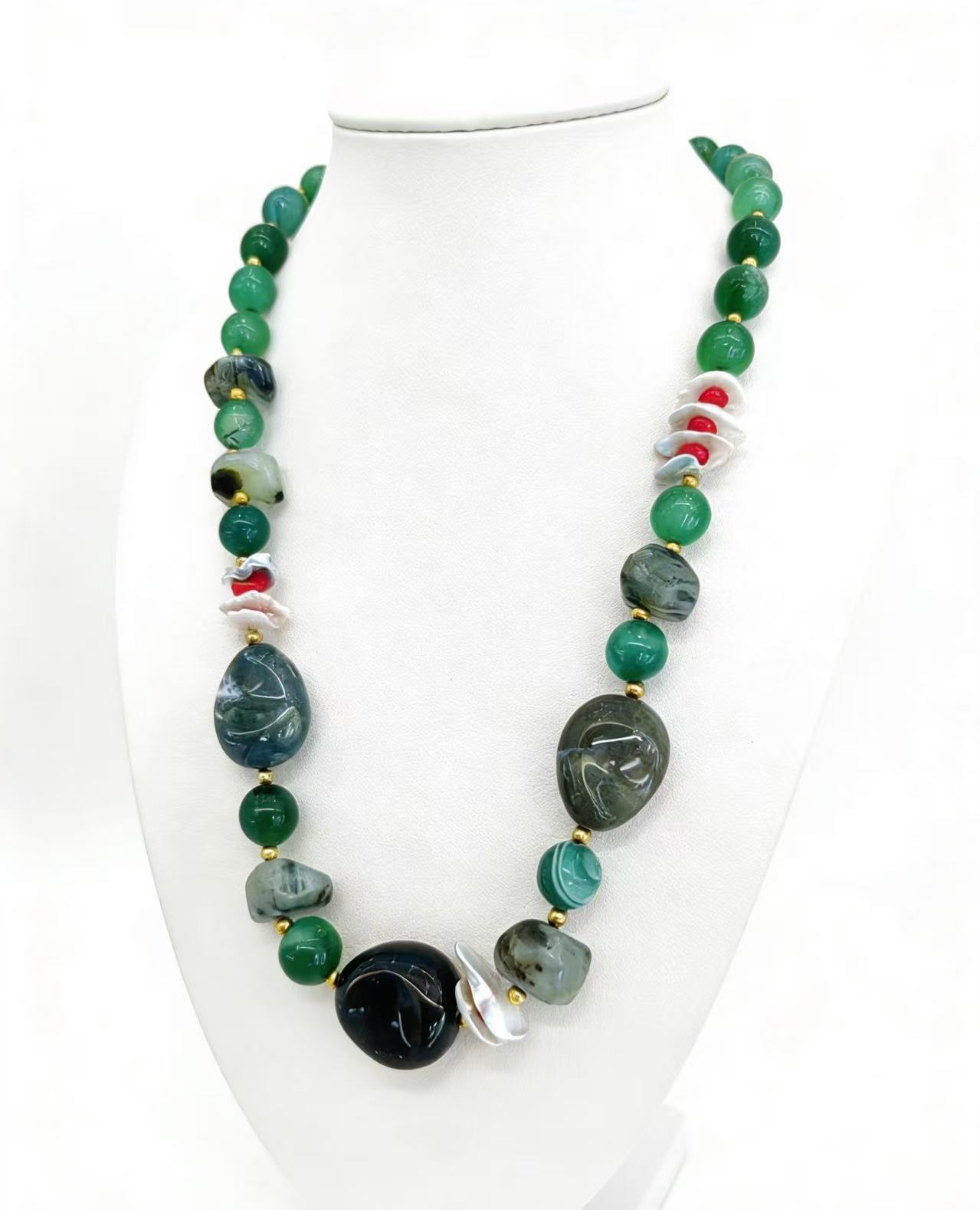 天然石珍珠项链女款拼接气质珍珠链条女款项链