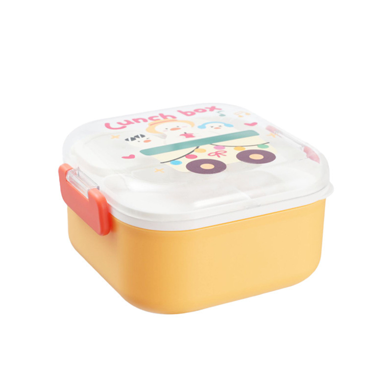 The new J35-6964 cartoon plastic lunch box is a children's sealed and leak-proof lunch box with a sauce box and can be heated in a microwave oven Item Picture