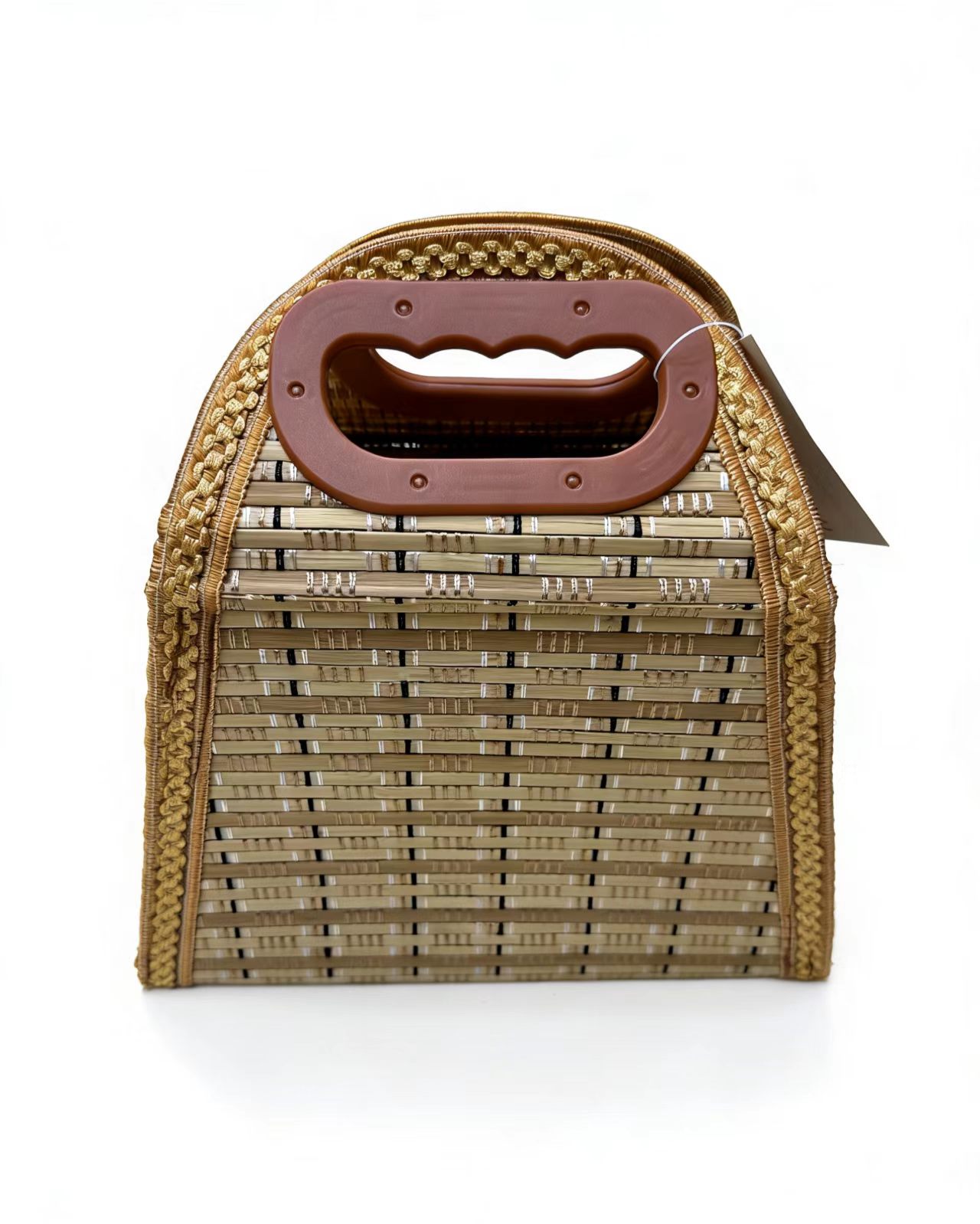 竹编手提包女文艺沙滩挎包包包女竹编简约设计感女包双拎包女士包包