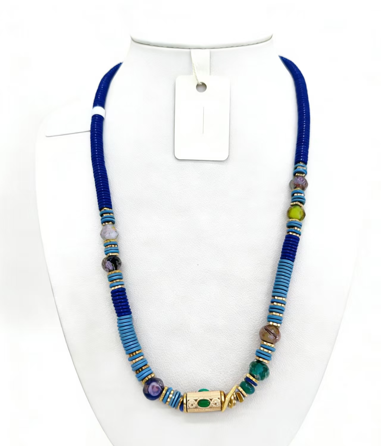 天然石珍珠项链女款拼接气质珍珠链条女款蓝色拼接项链