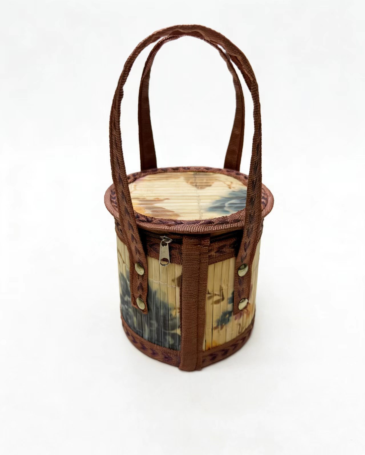 水果竹篮礼品篮礼篮鲜花包装编筐篮编织篮伴手礼竹编篮喜糖日常收纳篮家居美学礼篮送餐篮可折叠省空间有盖双把手提篮