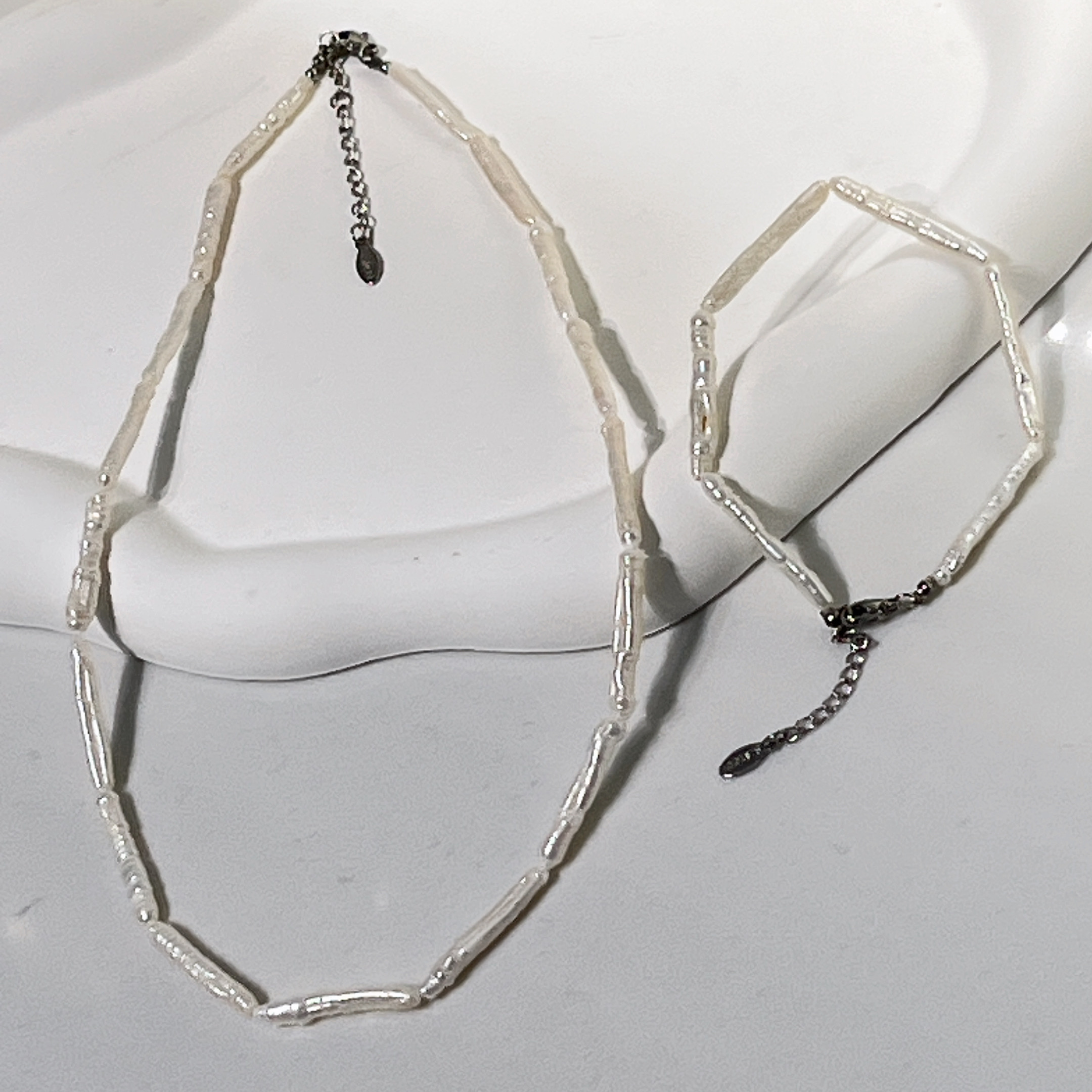 天然石珍珠项链女款拼接气质珍珠链条女款珍珠项链详情2