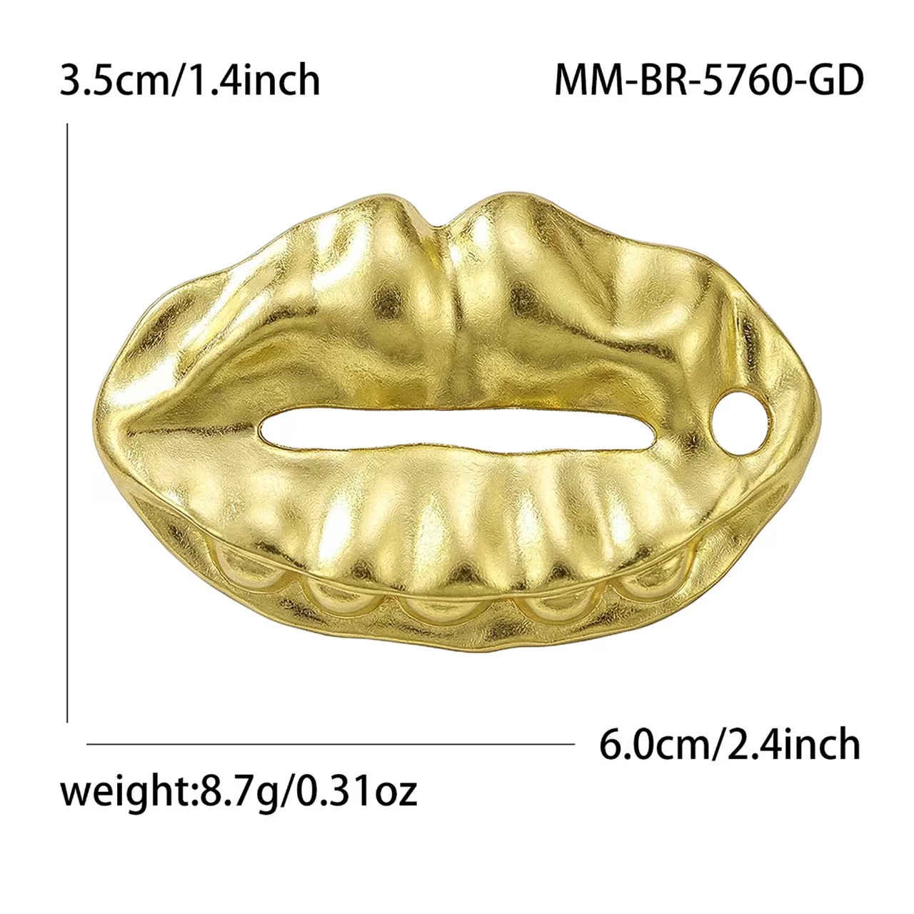 Cross-border best-selling niche design sense Yajin lip brooch fashionable suit coat factory direct sales wholesale, versatile pic 2