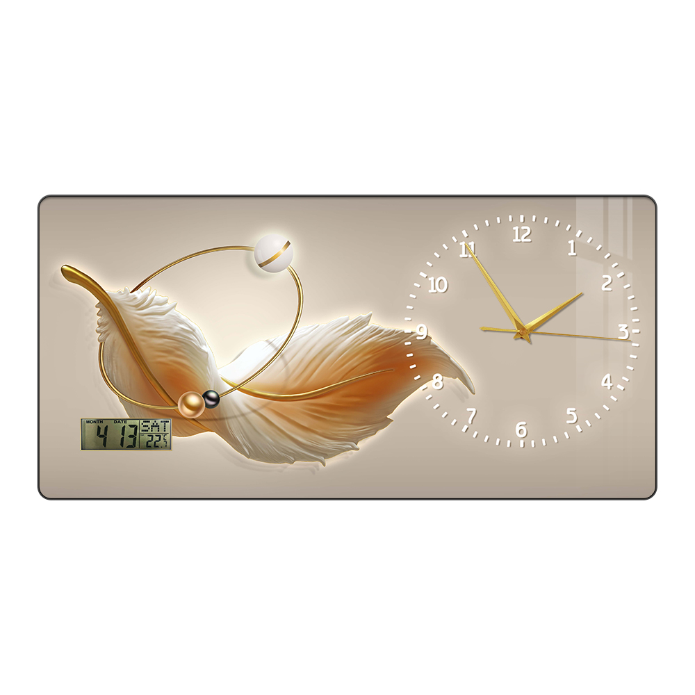 新款时尚现代奢华挂钟创意门厅餐厅装饰家居墙面艺术PVC边框万年历大屏功能显示时钟