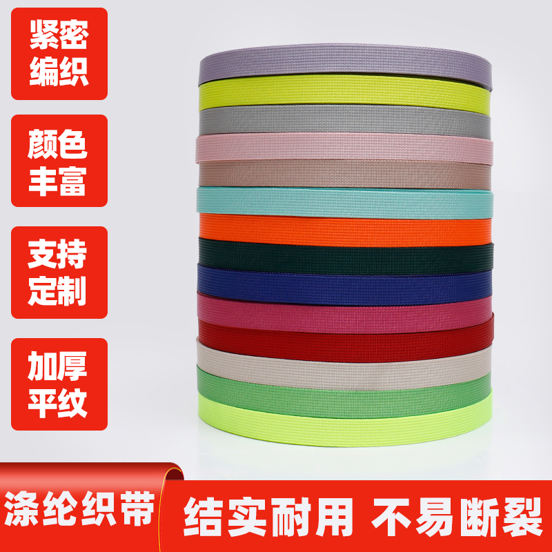 Factory direct supply of imitation nylon American textured tape, webbing, sliding tape, black and white, color accessories for clothing, bags and shoes. Customized colors available details Picture