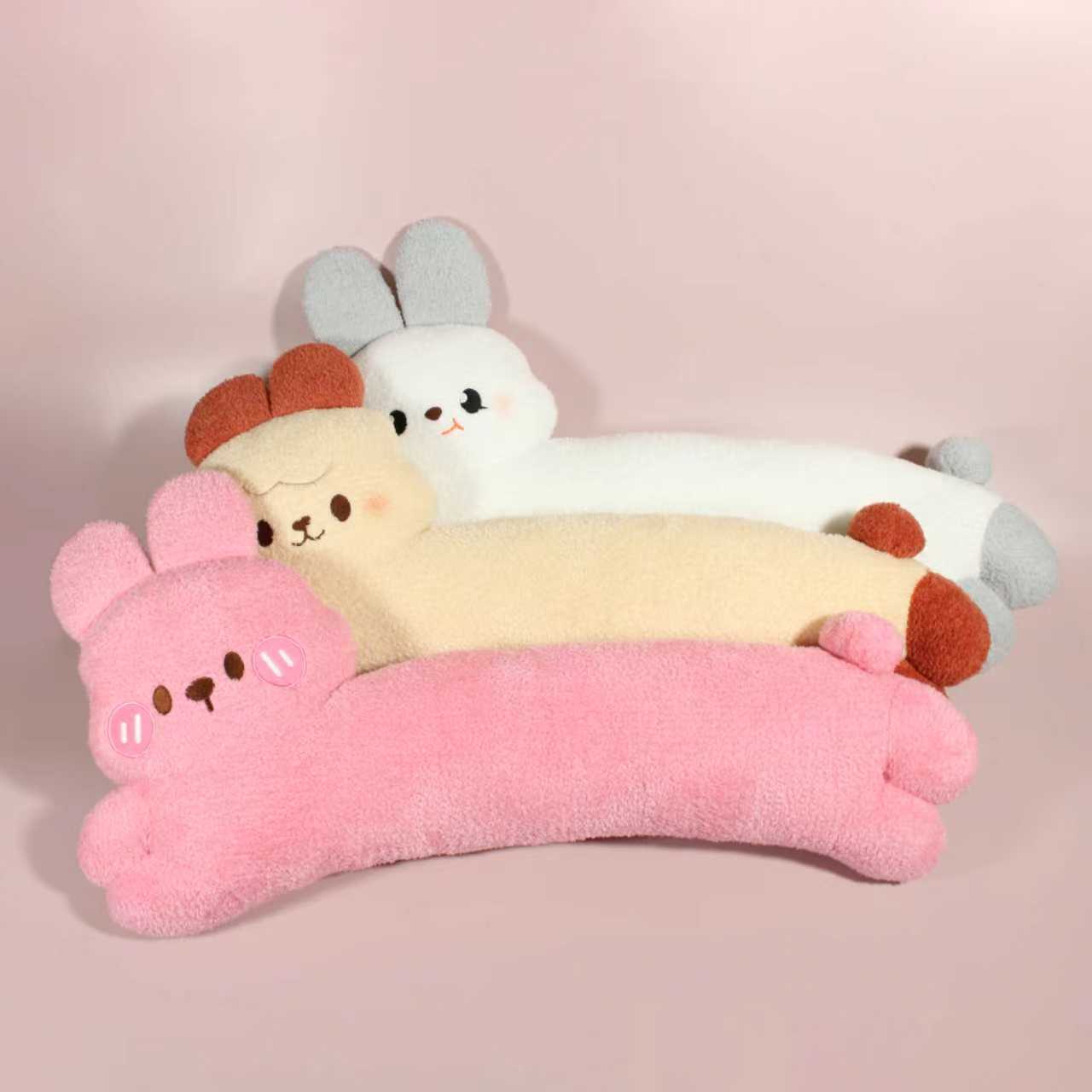 粉色兔子毛绒玩具米色小熊白色兔子玩偶潮流玩具批发定制毛绒玩具