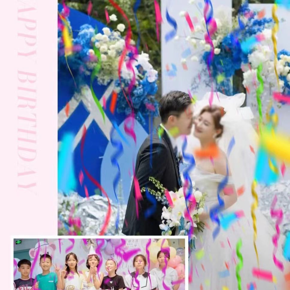 Colorful strip firework tubes, wedding ribbons, firecrackers, student version of the wedding opening event, nightclub sports meeting, birthday spray flower tubes Application Scenario