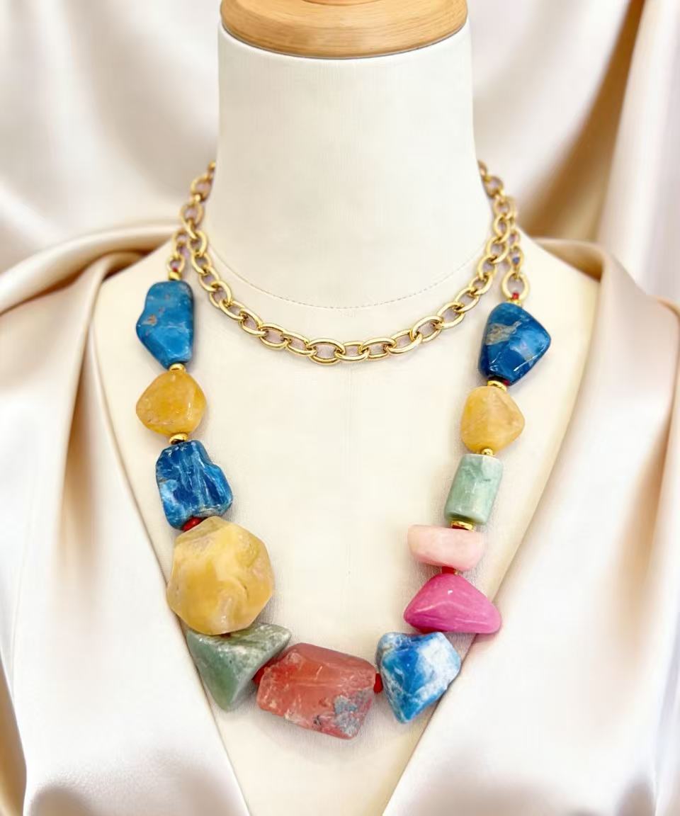 项链/珍珠/天然石项链/珍珠链条女款拼接气质/珍珠项链产品图