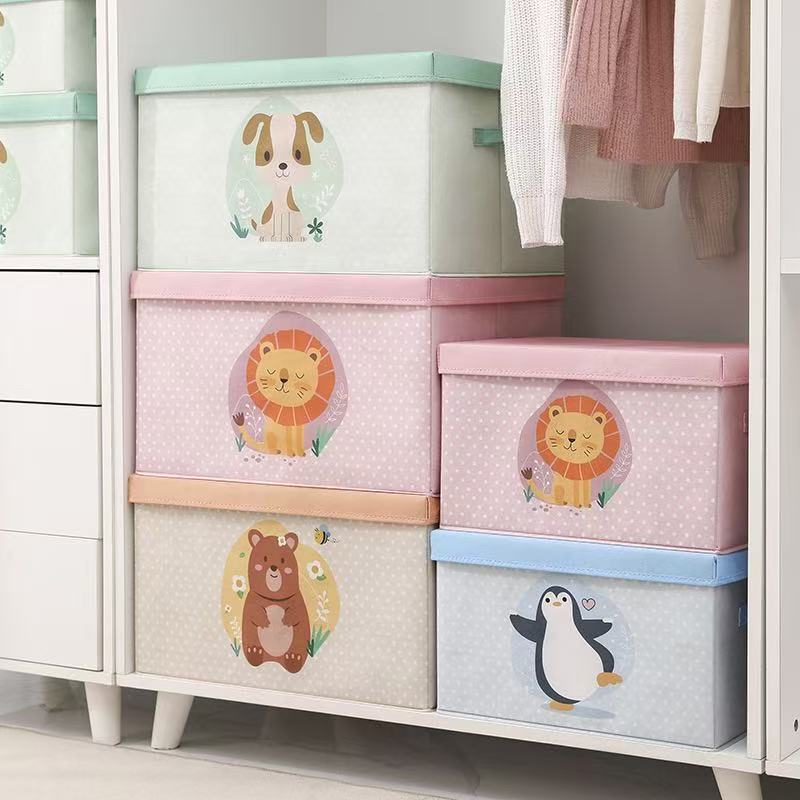 卡通布艺收纳箱抽屉式可折叠儿童玩具收纳箱