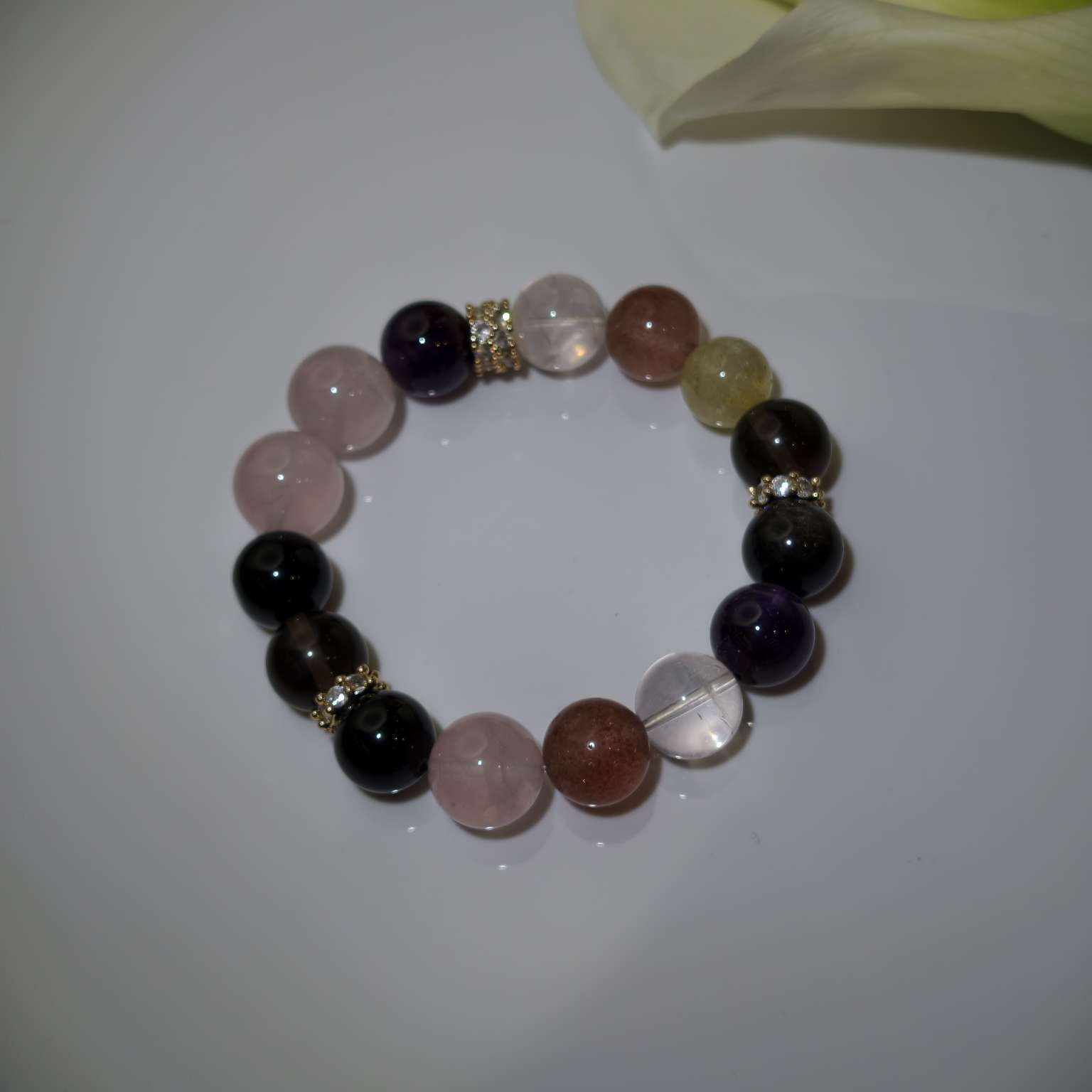 金发钛晶草莓晶白阿塞乌拉圭紫水晶马粉冰曜石黑曜石十二生肖开运手串戌狗专属水晶手串详情图5