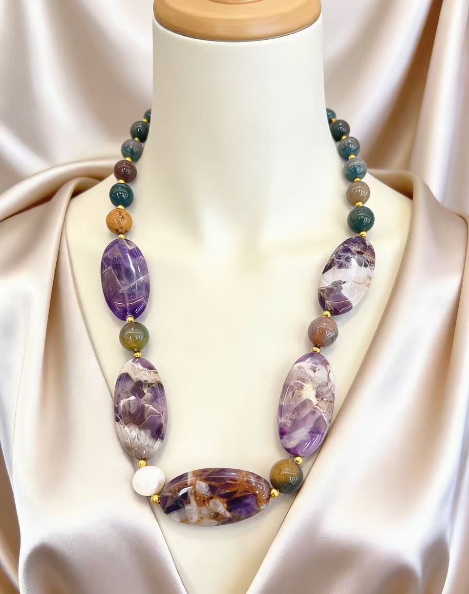 天然石珍珠项链女款拼接气质珍珠链条女款珍珠项链