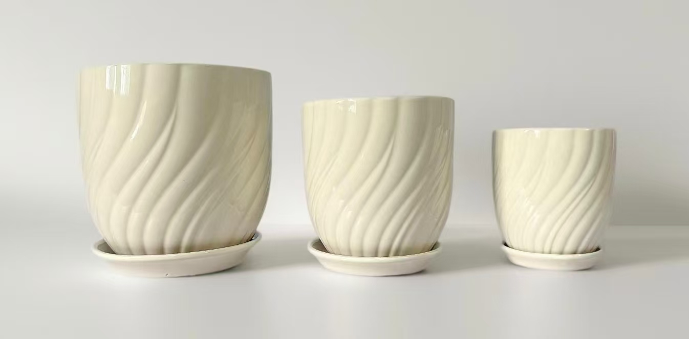 Ceramic small flowerpots, succulent flowerpots, containers, large ceramic flowerpots, simple Item Picture
