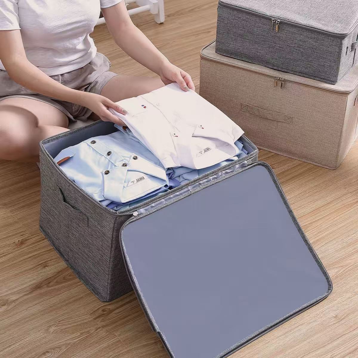 收纳箱/百纳箱棉麻/收纳/露营收纳箱/收纳篮细节图