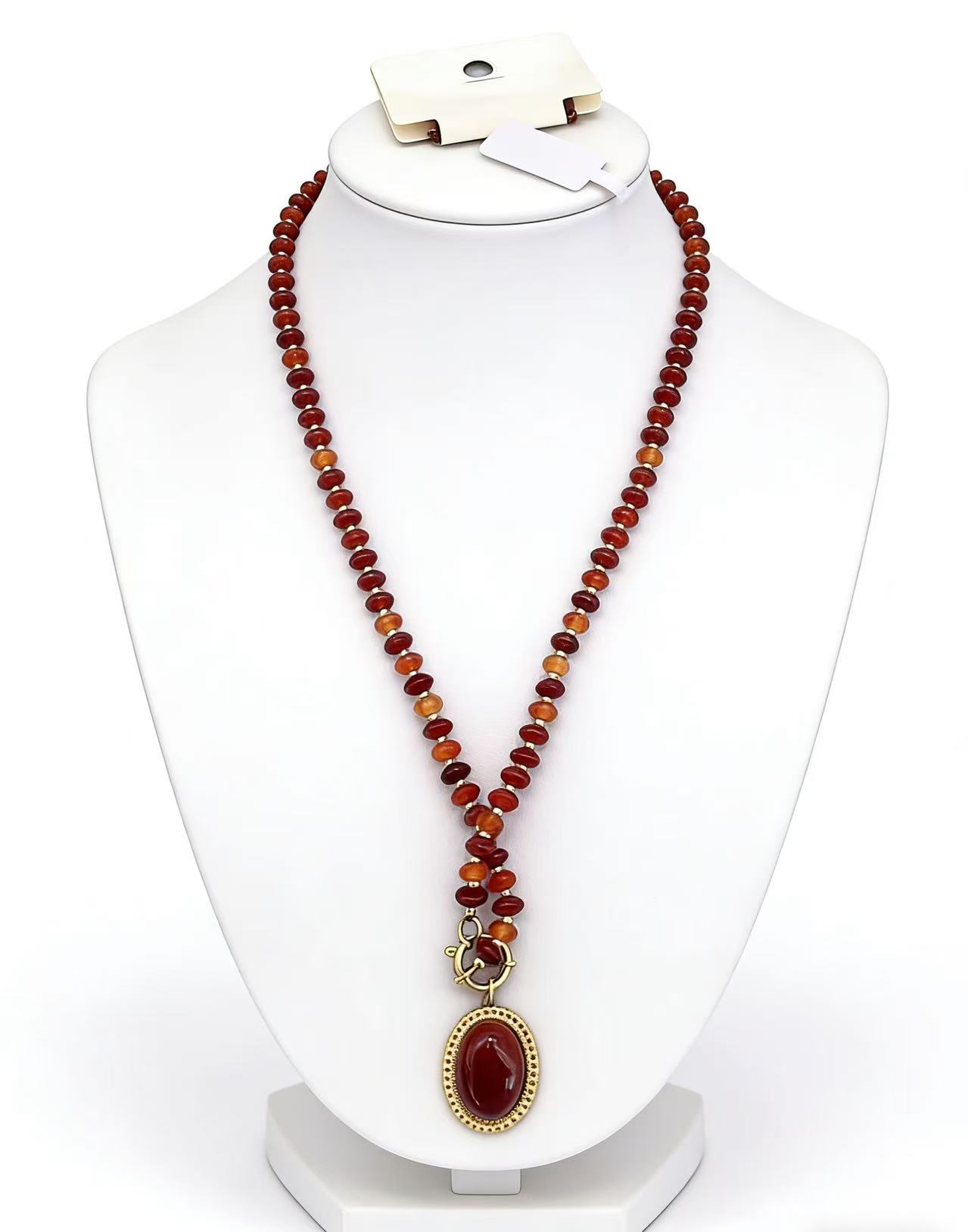 天然石项链女款气质 法式轻奢 通透原石 通勤叠戴 极简款手工串制保色工艺