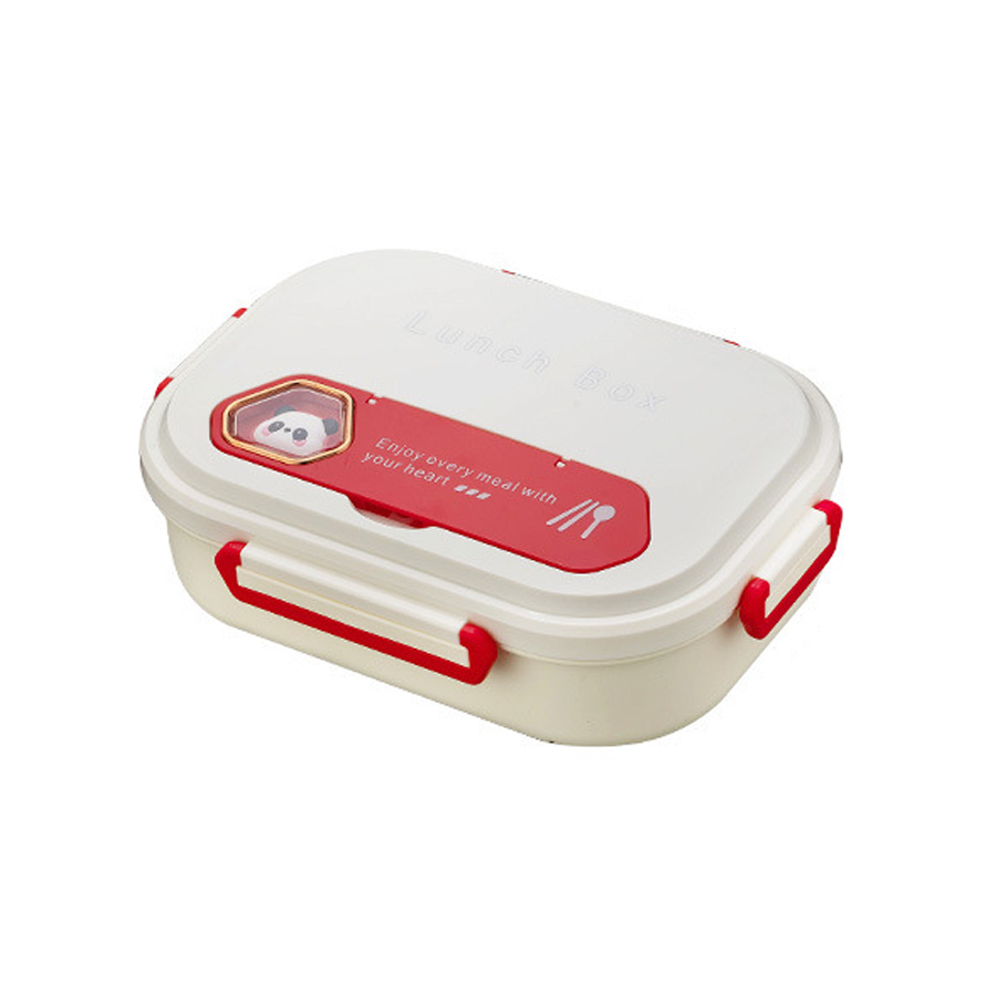 1500ml 四格不锈钢饭盒 简约熊猫便携设计 赠筷勺汤碗 学生上班族分格便当盒详情2