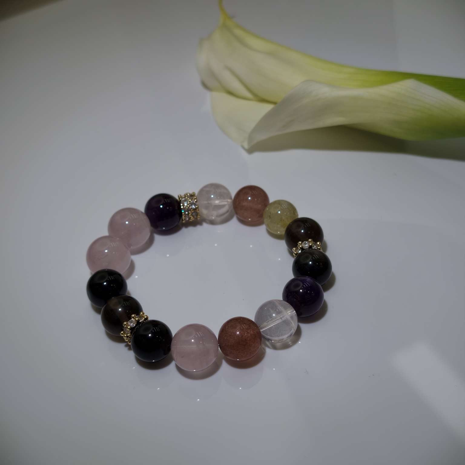 金发钛晶草莓晶白阿塞乌拉圭紫水晶马粉冰曜石黑曜石十二生肖开运手串戌狗专属水晶手串详情图3