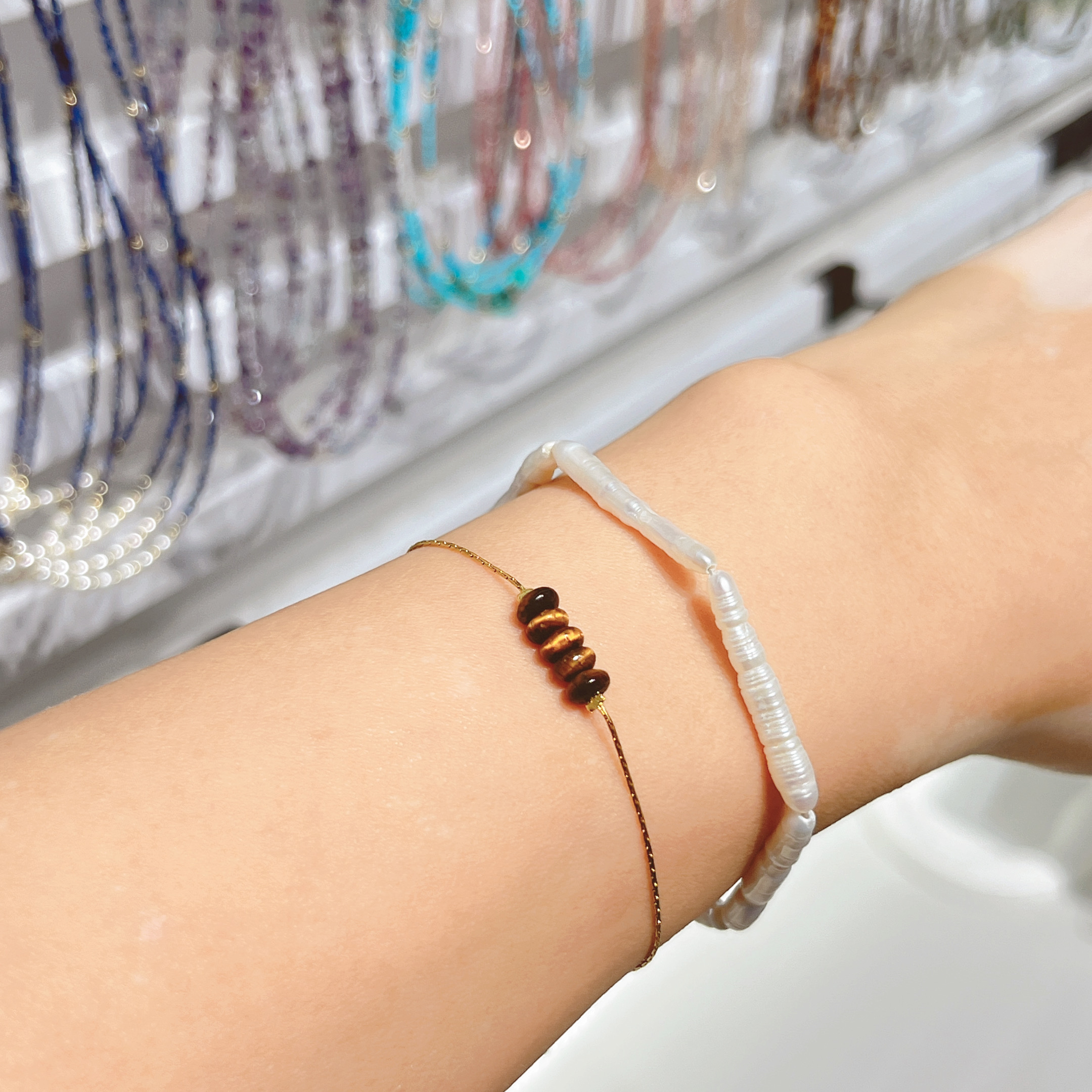 项链/珍珠/天然石项链/珍珠链条女款拼接气质/珍珠项链细节图